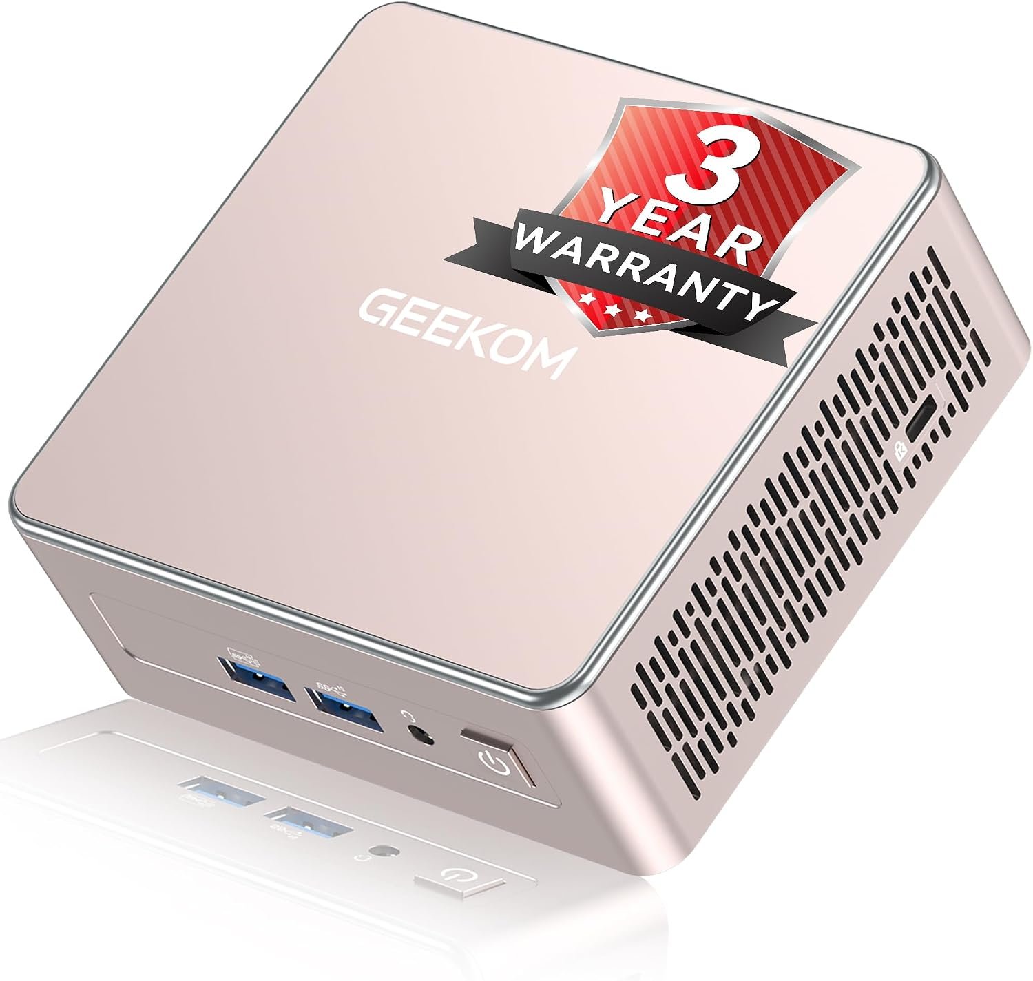 GEEKOM A5 Mini PC, Ryzen 5 7430U, 16GB Dual-Slot Upgradeable RAM, 512GB SSD | Home Office, Up to 64GB RAM, Quad 4K & 8K Display, Windows 11 Pro, SD Card Slot, VESA Mount, 6 USB Ports, 3-Year Coverage