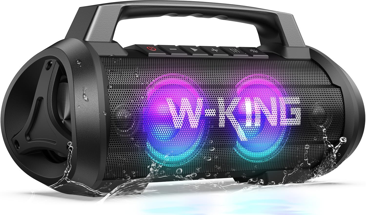 W-KING Portable Bluetooth Speaker, 120W Max/110dB/IPX6/BT5.4/42H/DSP/RGB/4 Drivers/70W Deep Bass/Wireless Stereo Pairing, Large Party Boombox, Outdoor Waterproof Speaker for Camping,Beach & Summer Fun