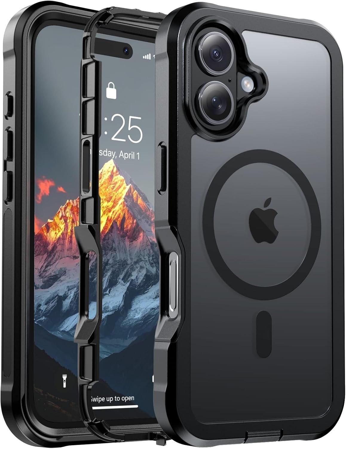 jaroco Magnetic for iPhone 16 Case, [Compatible with MagSafe][Military Grade Drop Protection][Heavy Duty Protection][Non-Slip][Shockproof] 2-Layer Durable Bumper Phone Case 6.1”-Black