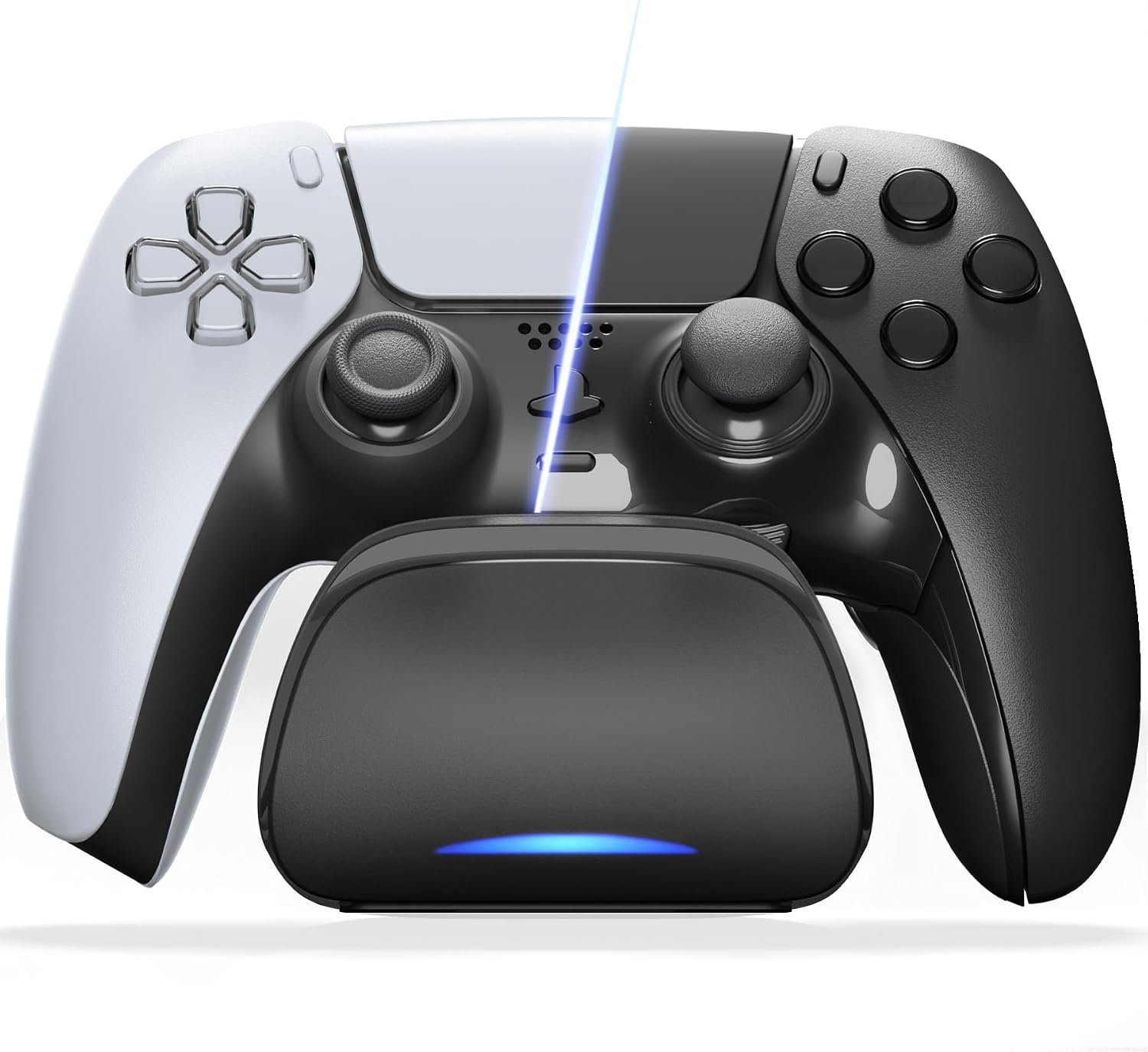 Charger Station for ps5 Controller, Fast Charging Dock for ps5 Edge Controller, Compact Stand with LED Indicator & Type C Charging Cable – Black