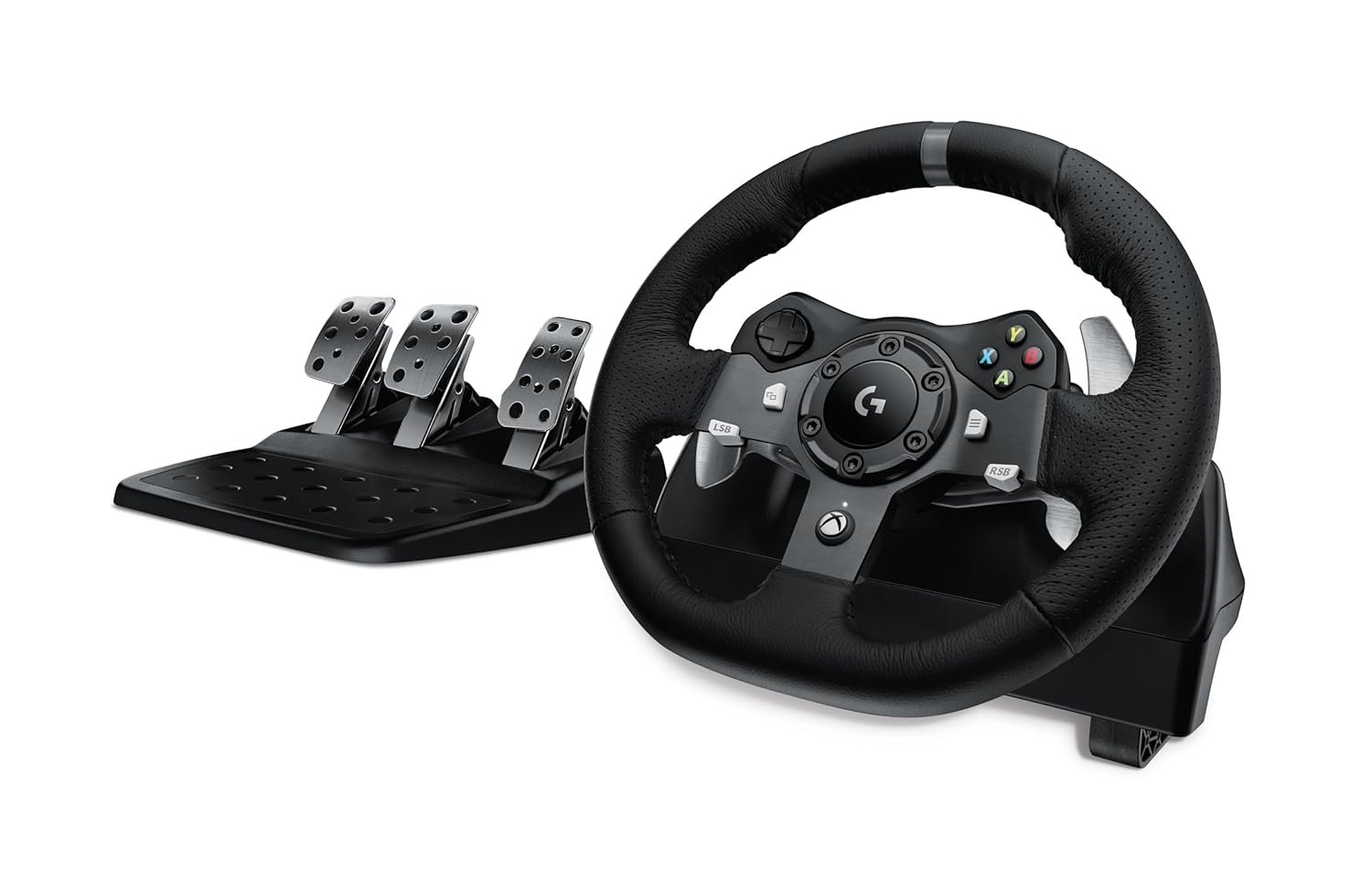 Logitech G920 Racing Wheel and Pedals for Xbox X|S/Xbox One/PC | Real force feedback, stainless steel paddle shifters, leather steering wheel cover, for Xbox Series X|S, PC, Mac