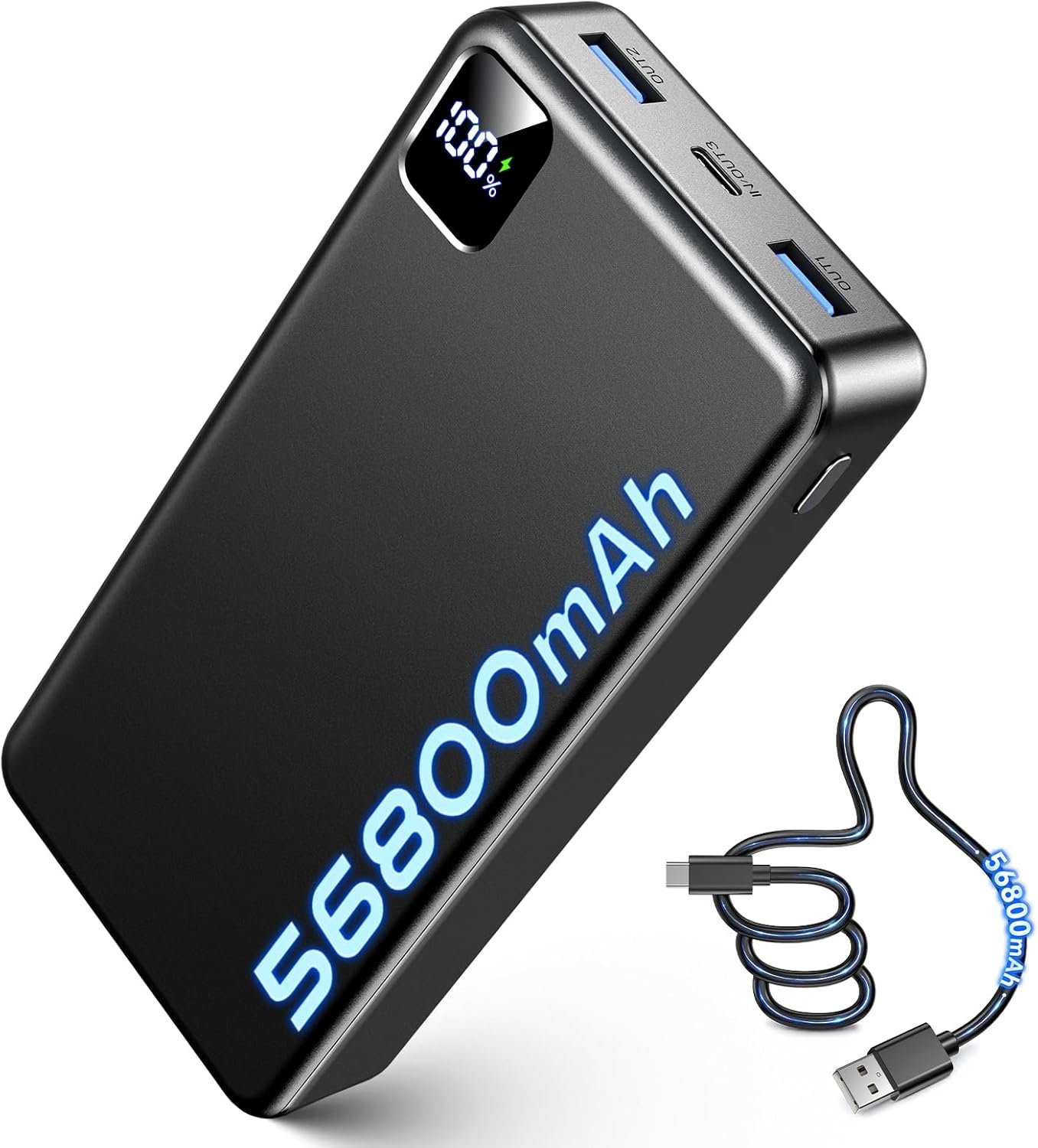Portable Charger Power Bank, 56800mAh Battery Pack, 22.5W Fast Charging Portable Phone Charger for Camping Travel Essential Compatible with iPhone 17/16/15/14/13 Series, Samsung, Google,iPad-Black