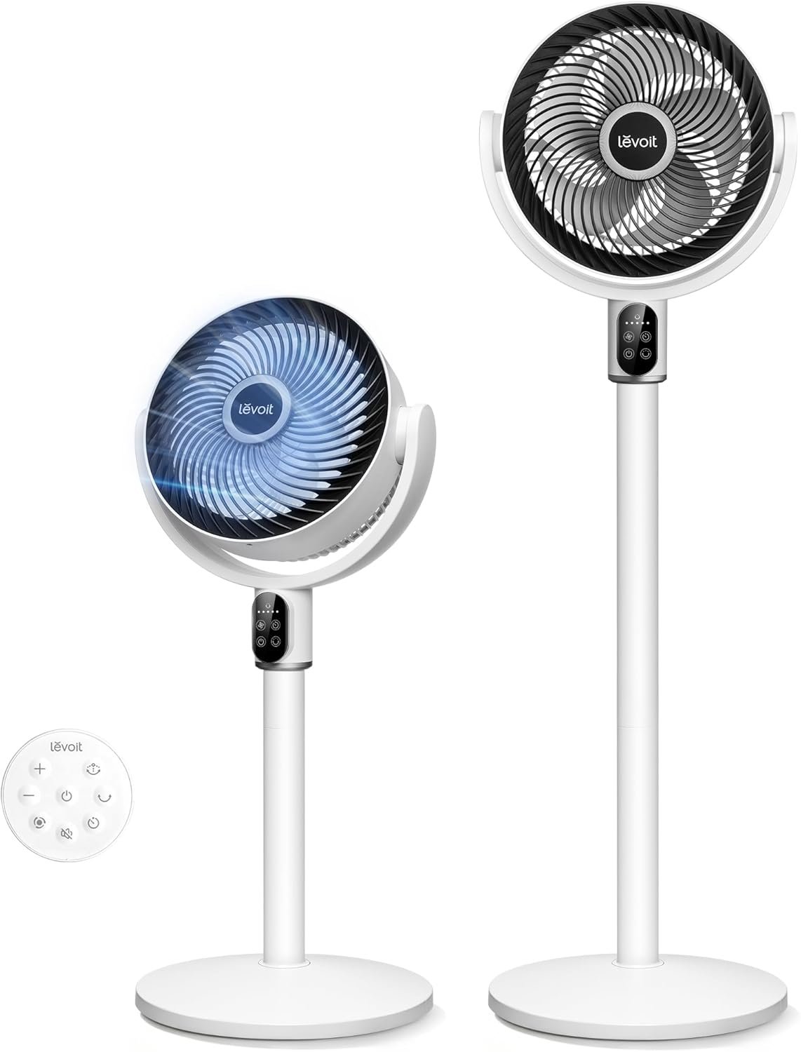 Levoit Standing Fan for Bedroom, 90° Oscillating Fan, 20dB Quiet for Sleep | Floor fan with 1024 CFM Airflow, DC Motor, 5 Speeds, 2 in 1 Pedestal & Tabletop, 12H Timer, Remoter, for Home, Room, White