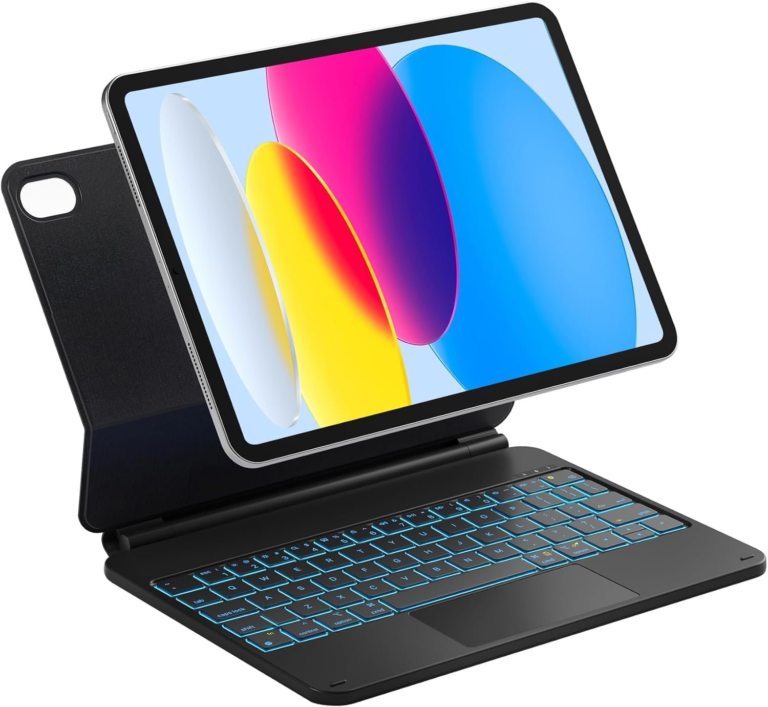 Inateck for iPad (A16) 10th/11th Case with Keyboard, Floating Cantilever | For iPad 10.9″ & 11″, 7-Color Backlit, Trackpad, Magic Style Cantilever Arm, NeoMagic SE,KB09119-10,Black