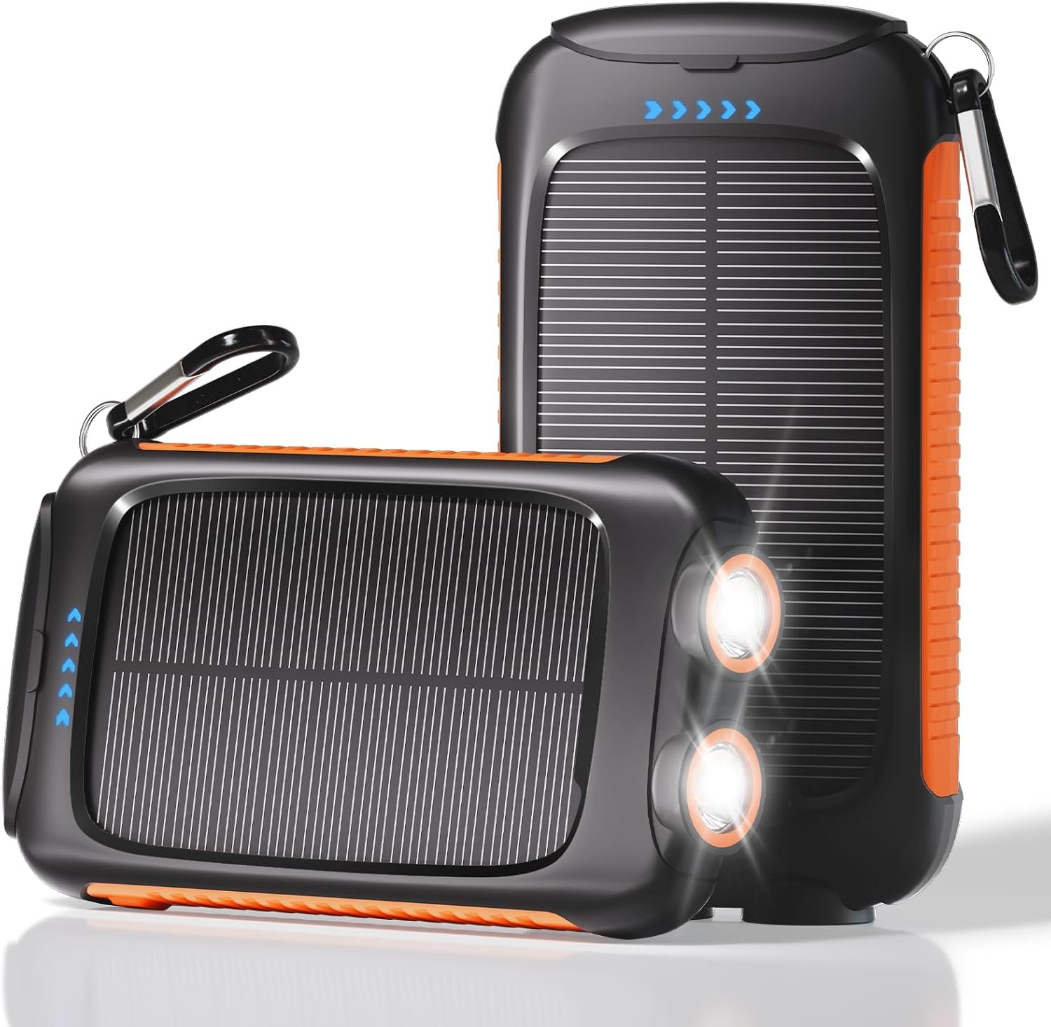 Solar Power Bank 20000mAh, Gray Orange Portable Charger with USB-C USB-A Outputs, Emergency Backup Battery Pack, LED Flashlight, for iPhone Samsung Android – Solar for Emergency Only, Perfect Camping