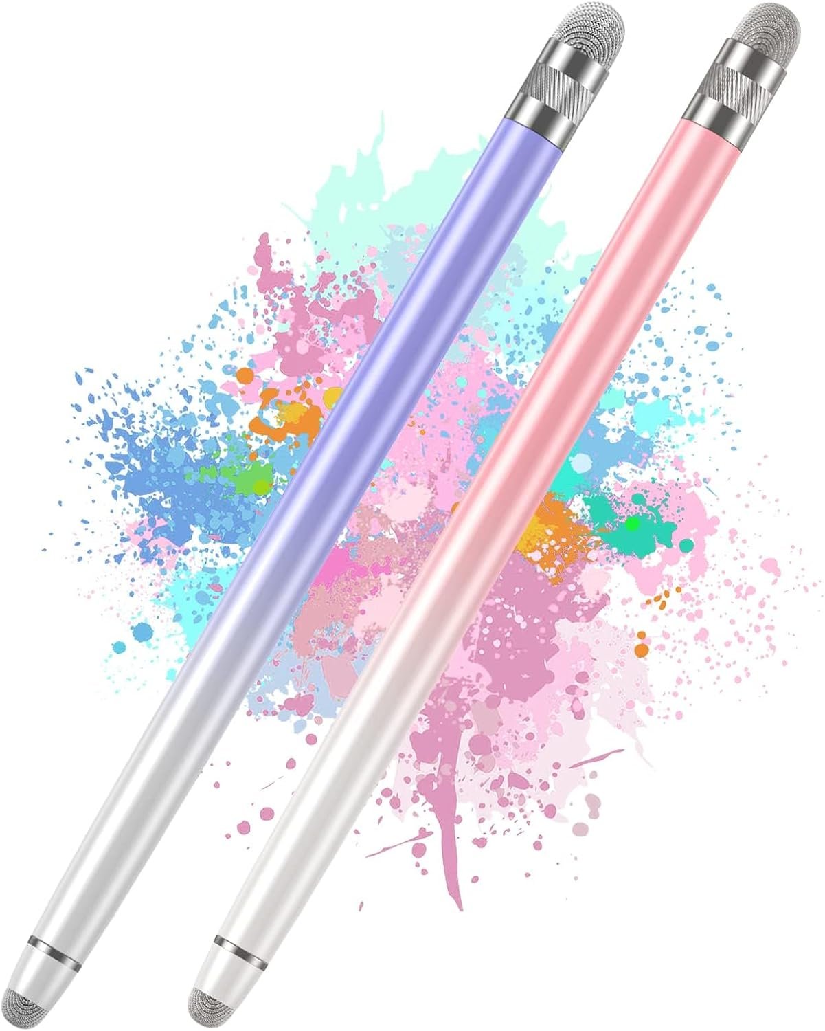 Bopomofo 2PCS Stylus Pen for Touchscreen,High Sensitivity & Precision | Metal Barrel,Fiber Tip,No Charging,Compatible with iPhone iPad Android Microsoft Surface Nintendo Switch Touch Screen
