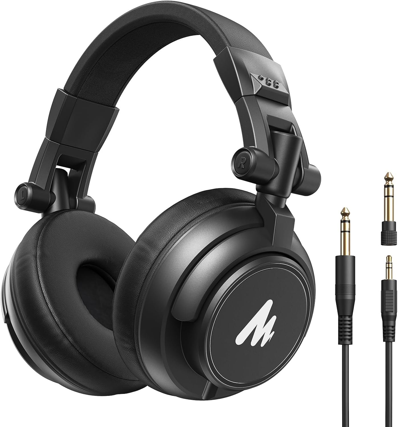 MAONO MH601 Wired Studio Headphone for Podcast Recording Stream DJ Mixing | Over Ear Headset with 50mm Drivers, Detachable 3.5mm/6.35mm Jack Cables for Audio Interface Mixer Microphone PC Monitoring
