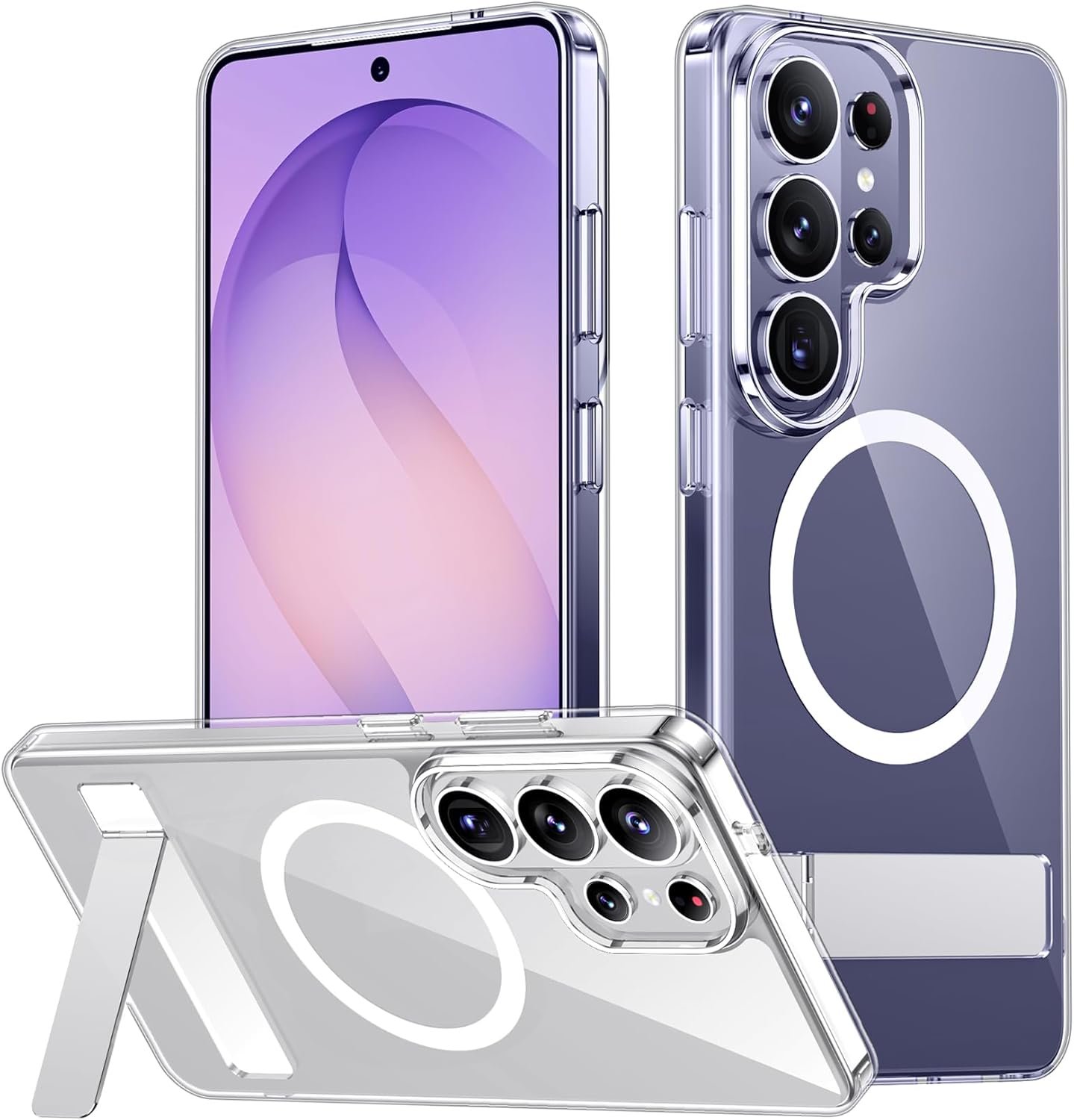 SPIDERCASE Magnetic for Samsung Galaxy S26 Ultra Case,[Built-in Invisible Kickstand] Anti-Yellowing Anti-Scratched Shockproof Slim Phone Case for S26 Ultra 6.9”,Clear