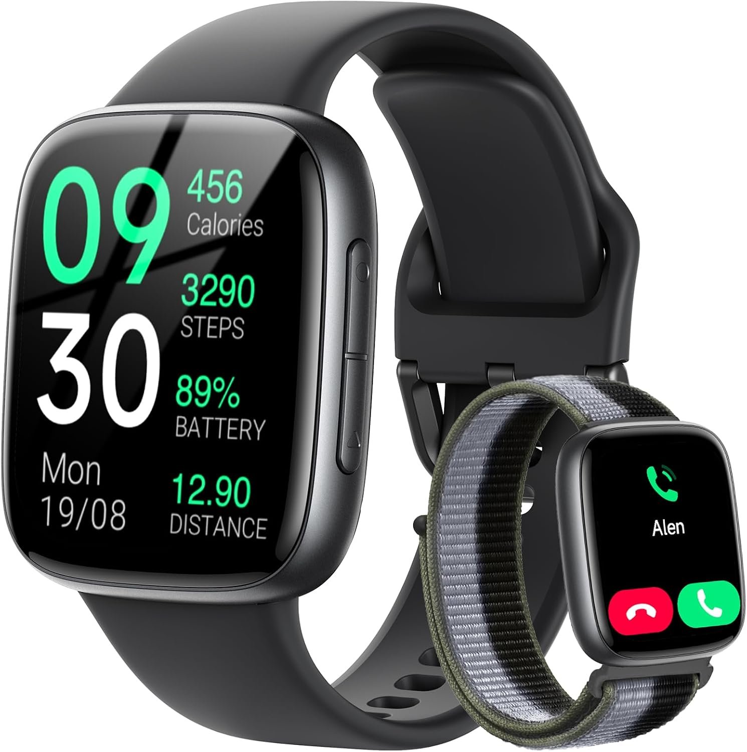 Fitpolo Smart Watch, 1.85″ AMOLED Fitness Tracker with Bluetooth Call, Heart Rate/Sleep/SPO₂ Monitor, 100+ Sports Modes, 3ATM Waterproof Smartwatch for Android/iPhone/Samsung, Includes 2 Bands