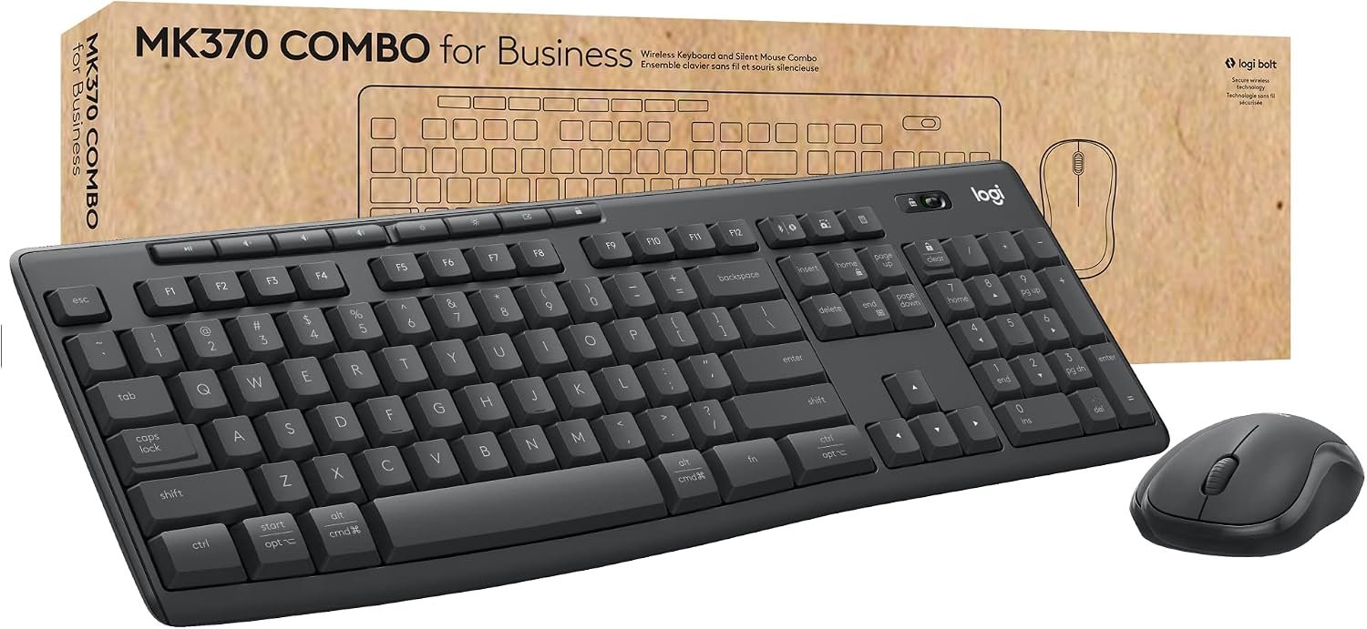 Logitech MK370 Combo for Business, Wireless Full-Size Keyboard and Wireless Mouse, Secure Logi Bolt USB Receiver, Bluetooth, Globally Certified Windows/Mac/Chrome, Linux – Graphite