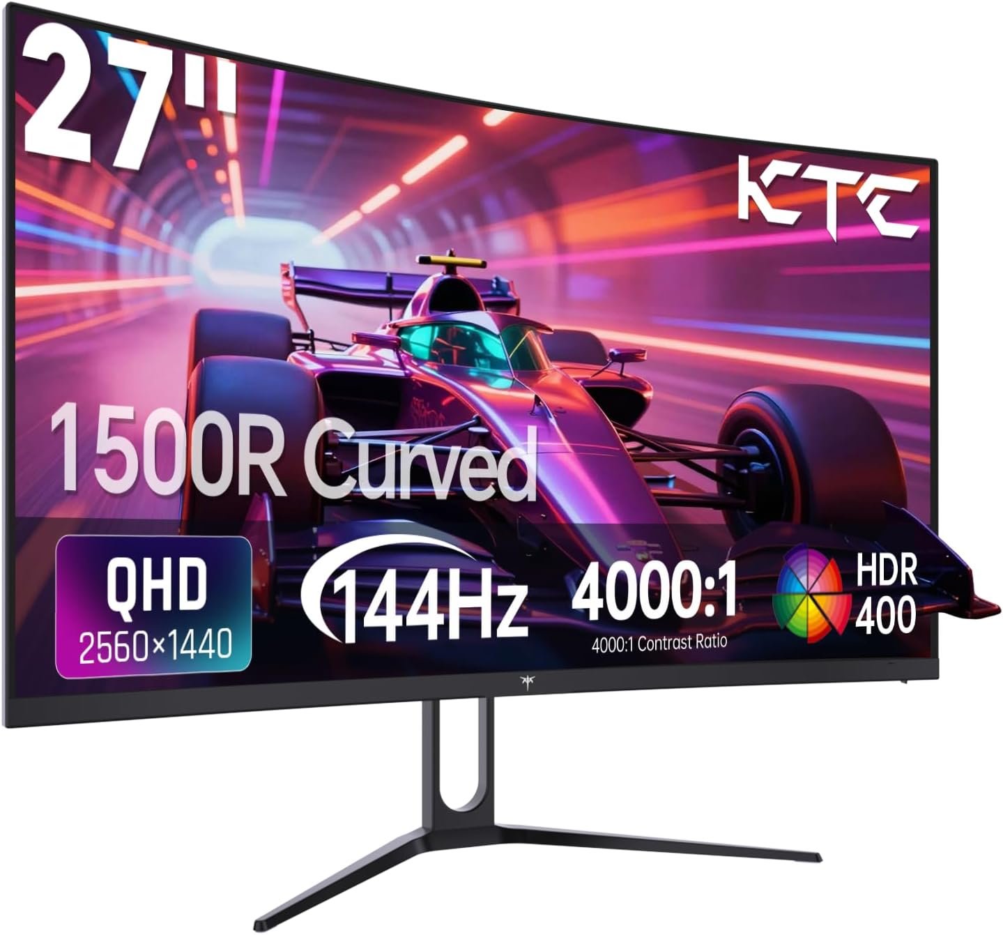 KTC 27 Inch Curved Gaming Monitor, 1440P QHD 144Hz 1500R PC Monitor, H27S5C | Adaptive Sync, HDR400, 4000:1 Contrast, Eye Care, DP HDMI Port, VESA Wall Mountable