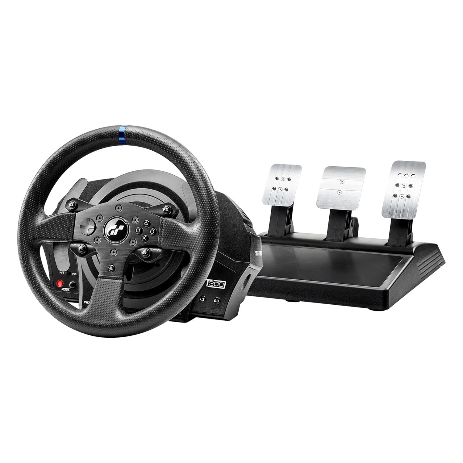Thrustmaster T300RS GT Force Feedback Racing Wheel & 3 Pedal Set – PS5 & PC | Belt-driven motor, changeable rim, expandable with Thrustmaster shifters, for driving. farming simulators, cockpit ready