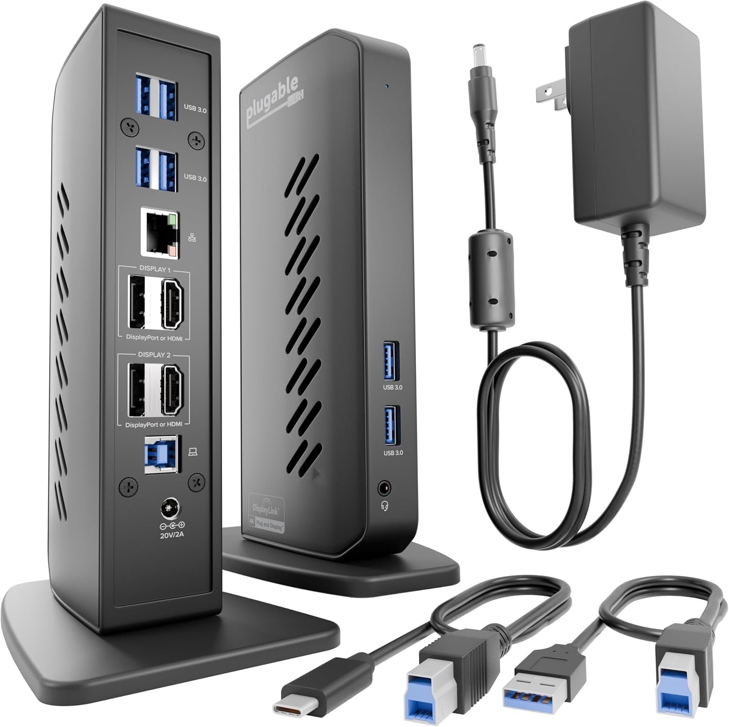 Plugable Dual DisplayPort & HDMI Docking Station – USB 3.0 & USB-C Laptop Dock for Dual Monitors, DisplayLink, Mac (Driver Required), ChromeOS & Windows, Gigabit Ethernet and Audio (UD-6950Z)