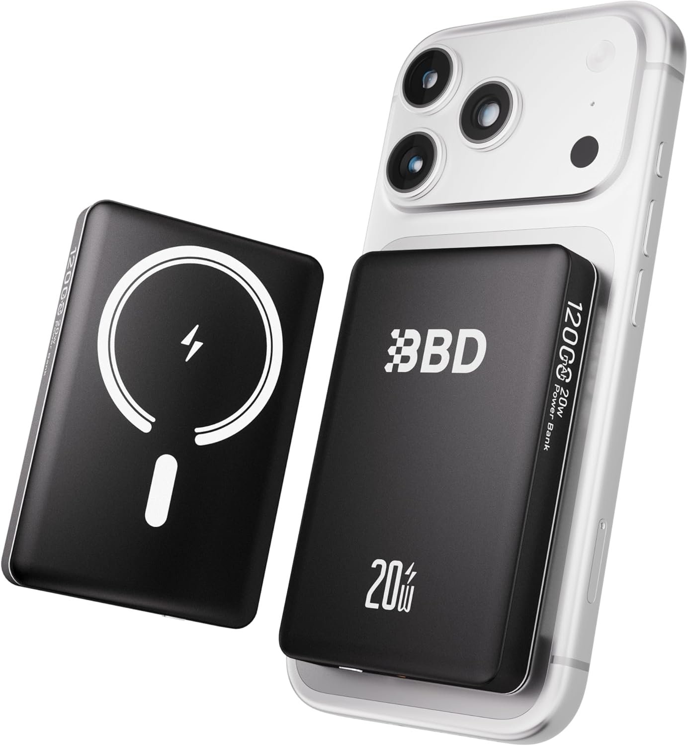 BBD Magsafe Portable Charger,12000mAh Wireless Power Bank with USB-C Cable,Magnetic Power Bank Fast Charging PD 20W,Travel essential Slim Magsafe Battery Pack for iphone 17/16/15/14/13/12 Series 1Pack
