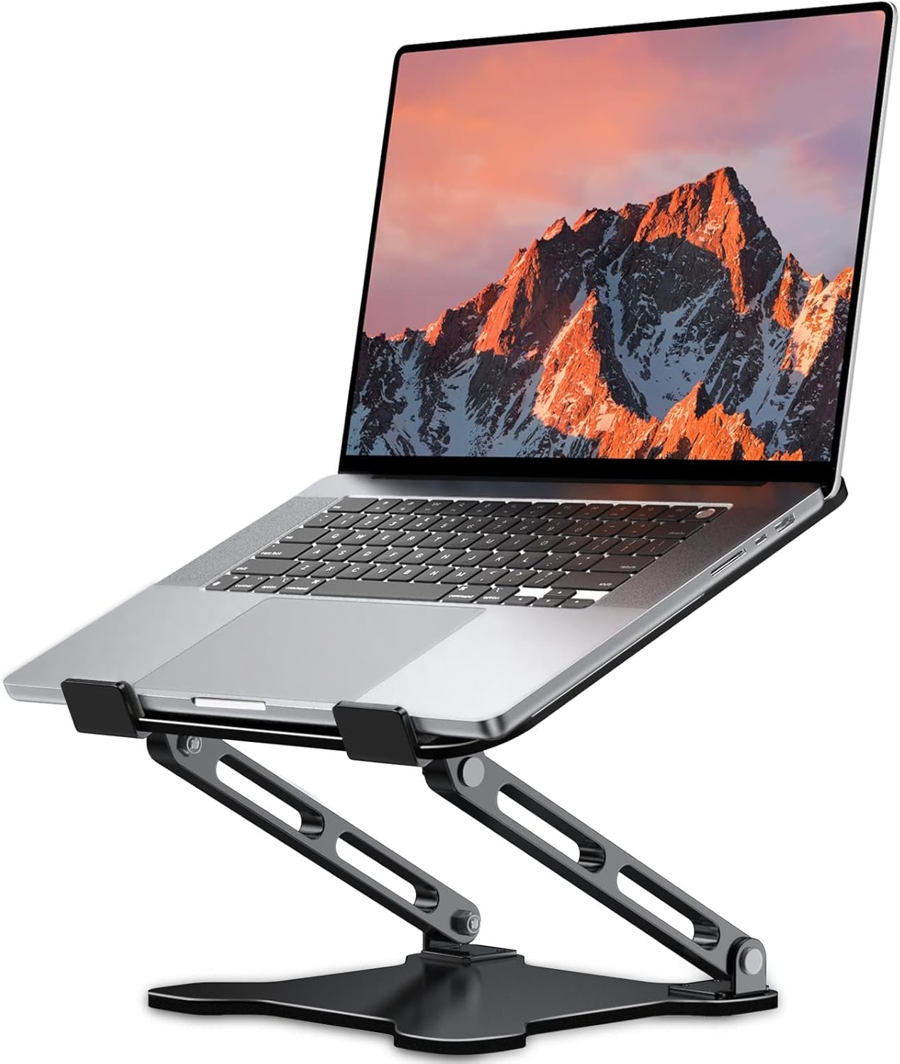 LOXP Adjustable Laptop Stand for Desk, Portable Airflow Laptop Riser Holder | Metal, Foldable, Ergonomic, Computer Notebook Stand Perfect for Home Desk, Office, Coffee Shops, Travel, 10-15.6″ Laptops