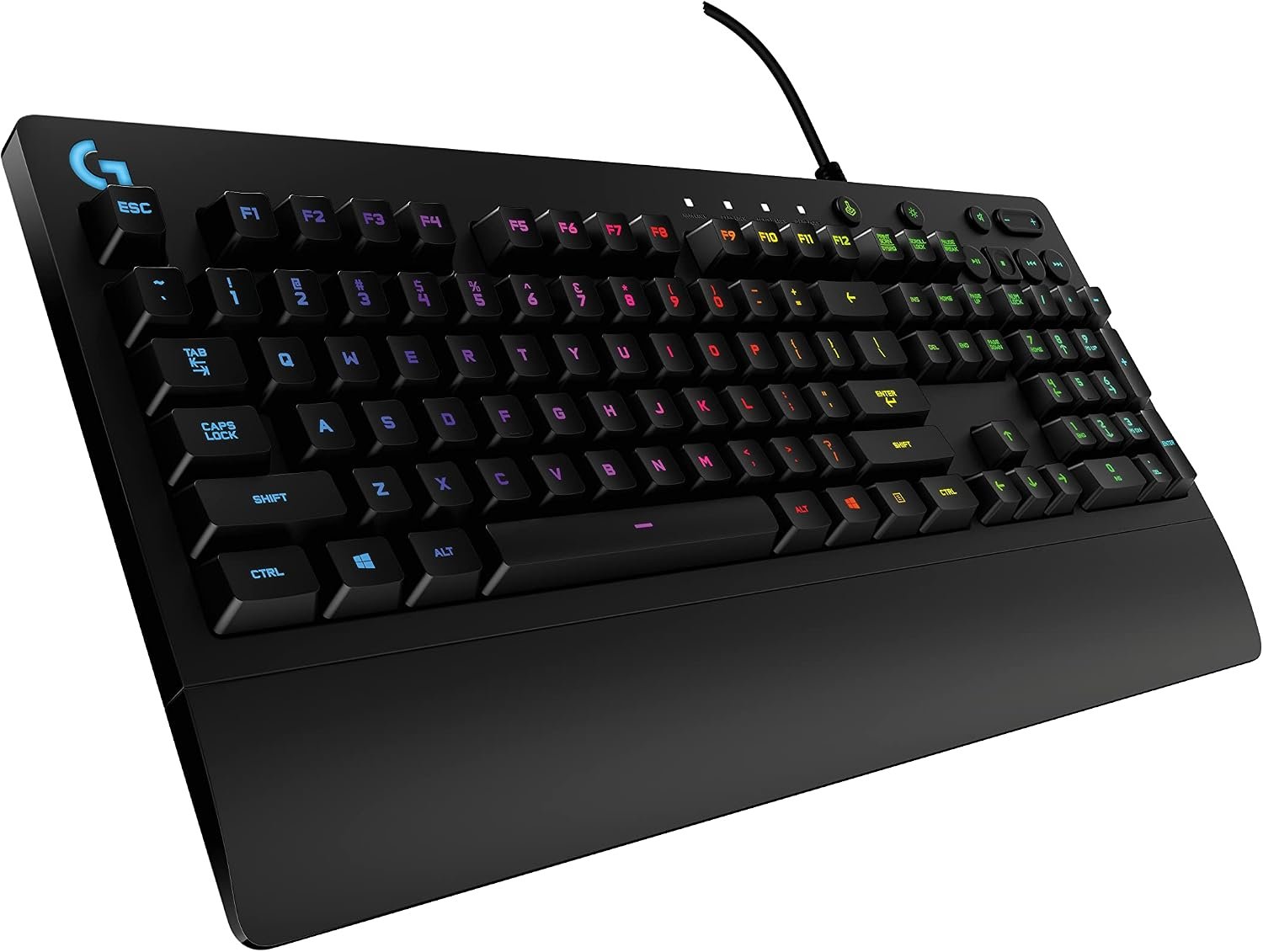 Logitech G213 Prodigy Wired RGB Gaming Keyboard – Black | Mech-Dome Keys, Palm Rest, Adjustable Feet, Media Controls, LIGHTSYNC RGB, USB, Compatible with Windows