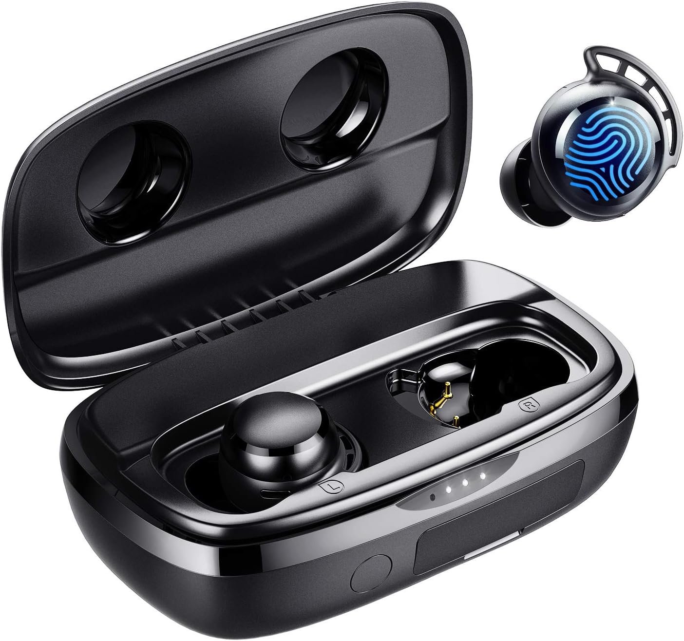 Tribit FlyBuds 3 Wireless Earbuds, 110H Playtime Bluetooth Headphones | IPX8 Waterproof, BT5.3, Deep Bass Sound Earphones, Custom EQ, Charging Case, Light Weight in-Ear Buds, Built-in Mic, Black