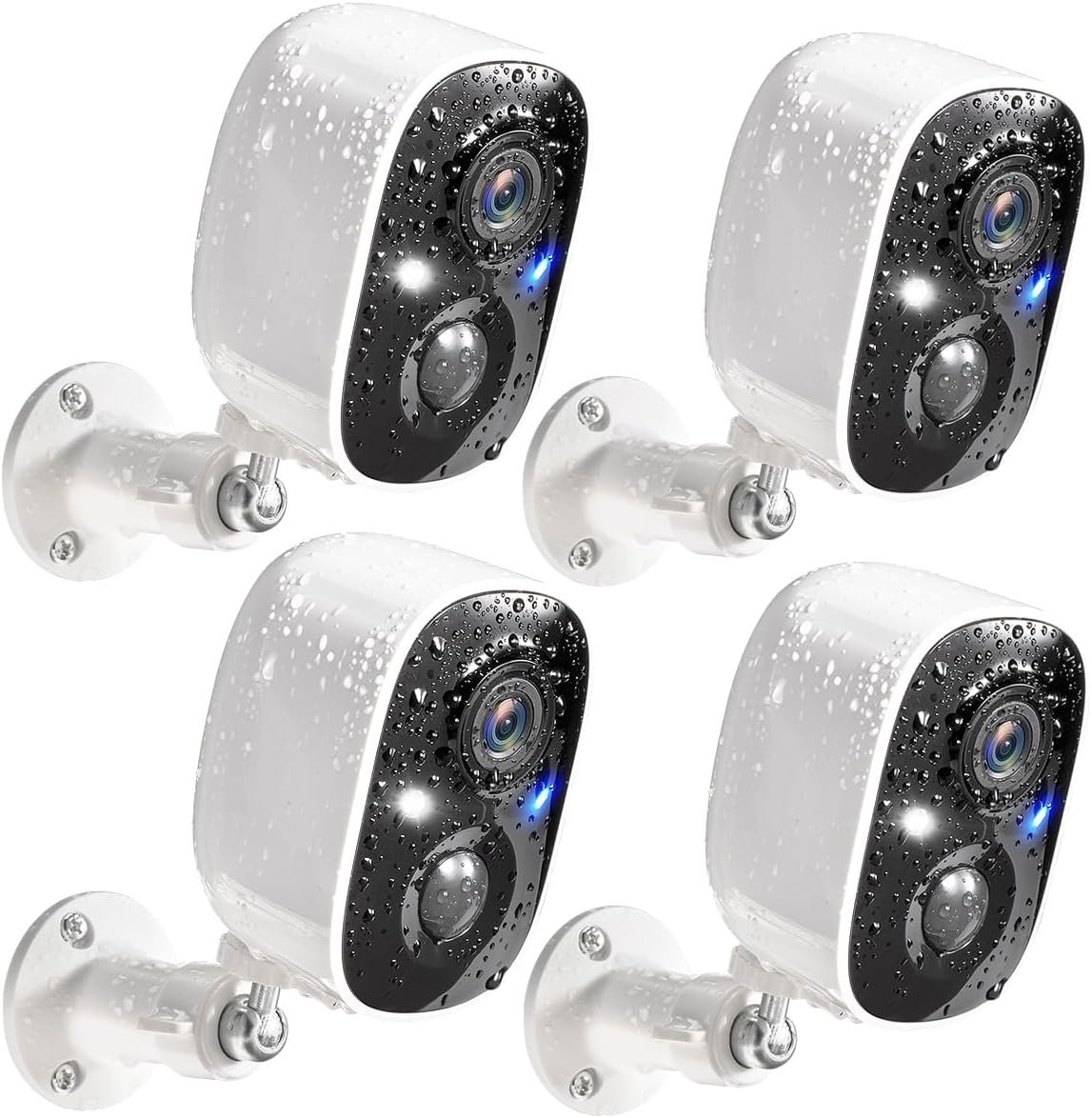 GMK 4 Pack Cameras System, Security Cameras Wireless Outdoor, 2K Video | Motion Detect Record, Color Night Vision, 2-Way Talk, IP65 Waterproof, for Indoor&Outdoor, 2.4GHz WiFi, SD/Cloud Storage