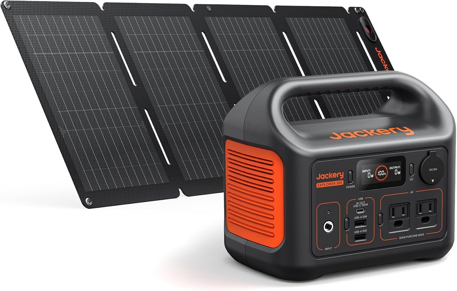 Jackery Solar Generator 300, 292Wh Power Station with 40W Solar Panel, 300W Pure Sine Wave AC Outlet for RV Outdoors Camping Travel Blackout