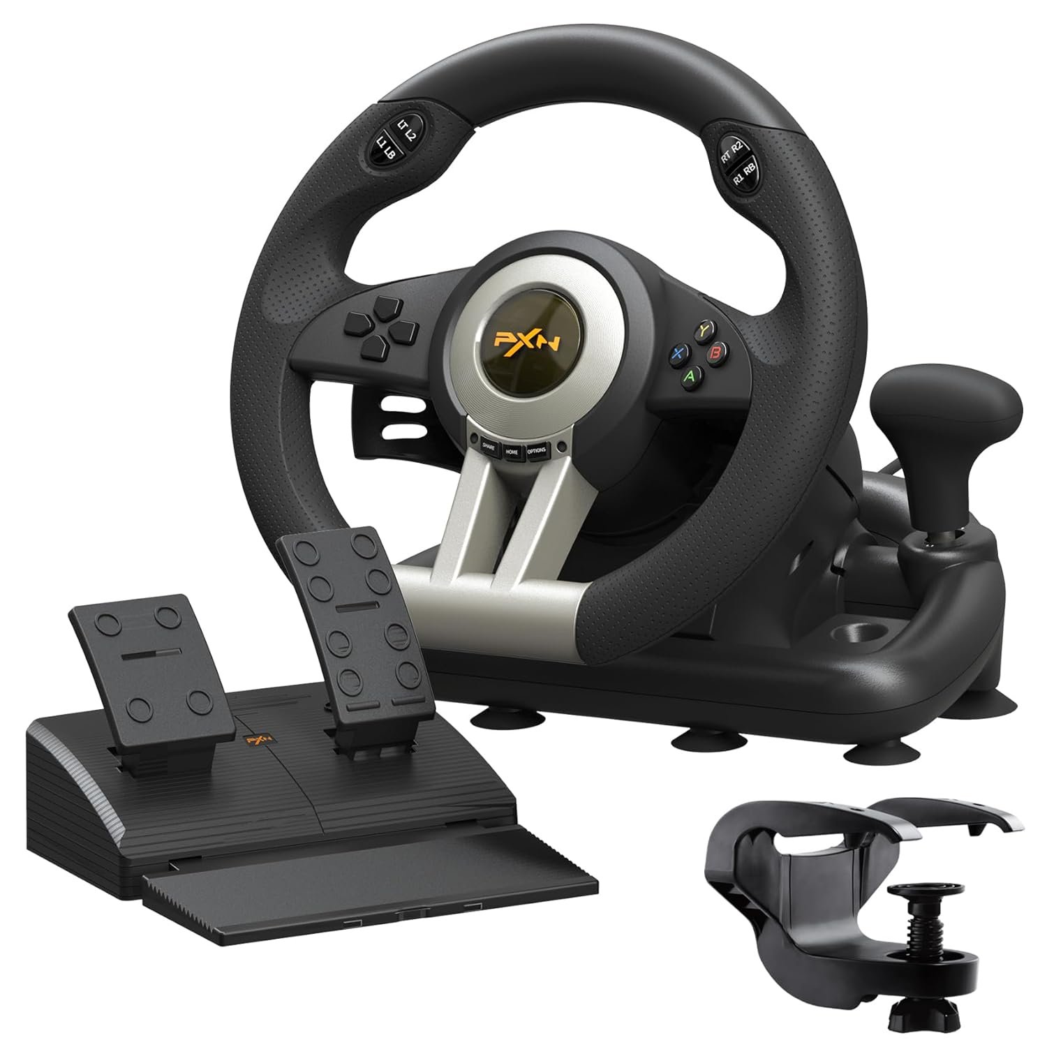 PXN V3 PRO Racing Wheel with Pedals for PC, Xbox, PS4, Switch | 11-Inch Wheel, Vibration Feedback, Paddle & Sequential Shifting, 180° Steering, 2-Pedal, Plug & Play Setup for Easy Gaming