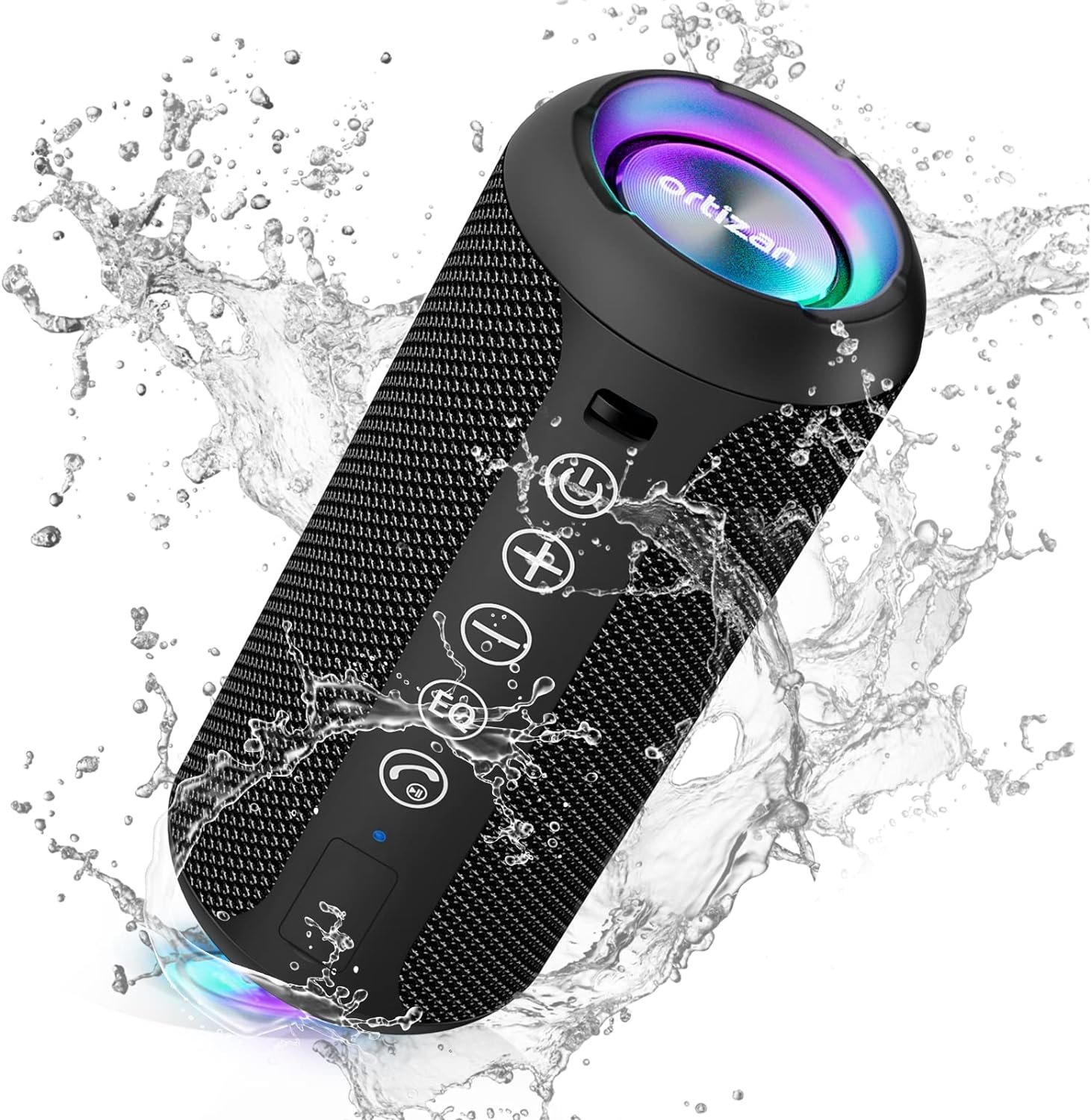 Ortizan Portable Bluetooth Speaker (1st Gen), IPX7 Waterproof, Wireless, Big Sound and Deep Bass, TWS Pairing, 30Hrs of Playtime, for Home/Party/Outdoor/Beach, Birthday Gifts for Men Women – Black