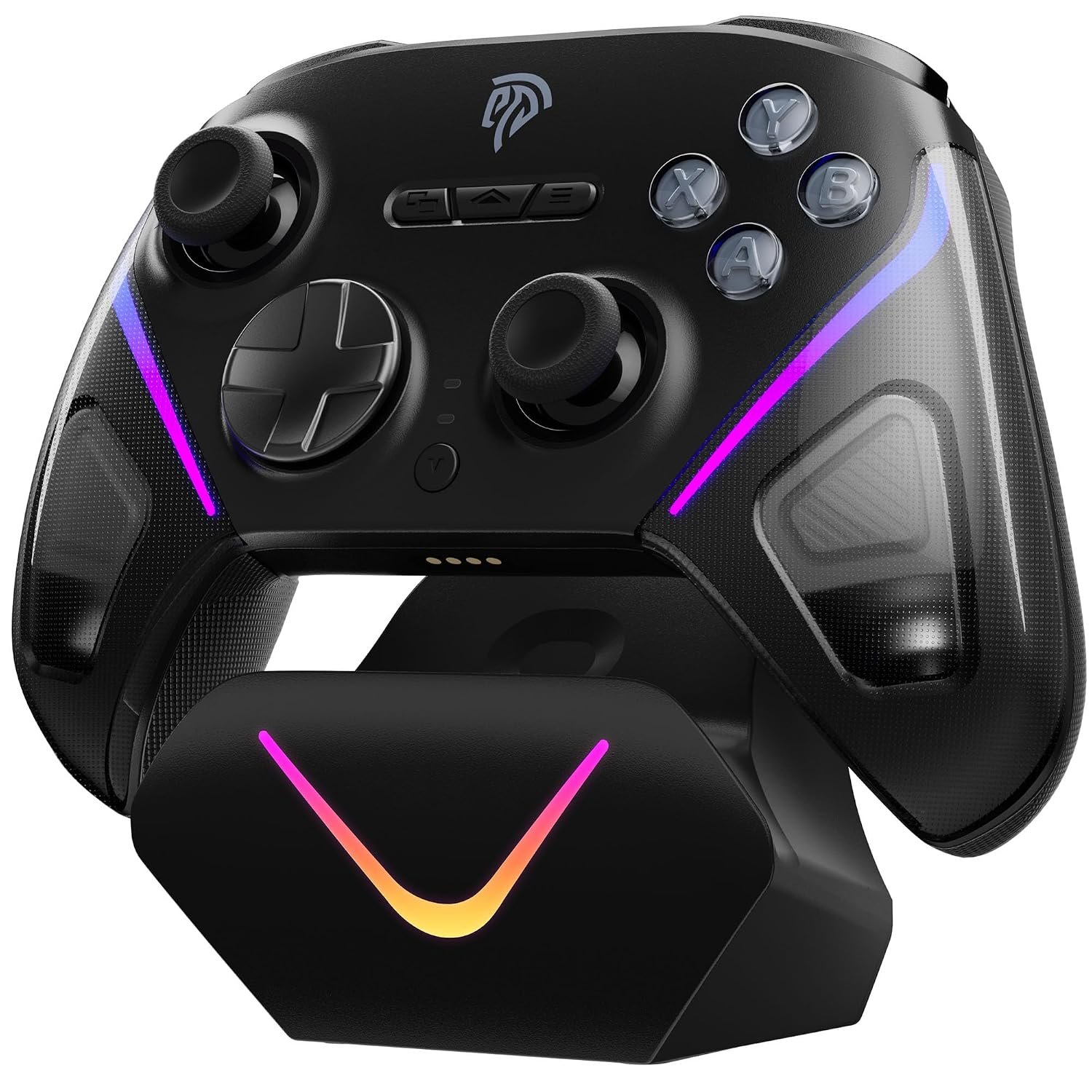 EasySMX D10 Wireless Game Controller, TMR Anti-Drift Joysticks, Black | Dual-Mode Triggers, Mechanical Buttons, 1000Hz Polling, RGB Lighting, for PC/Switch/Switch2/iOS/Android, with Charging Dock