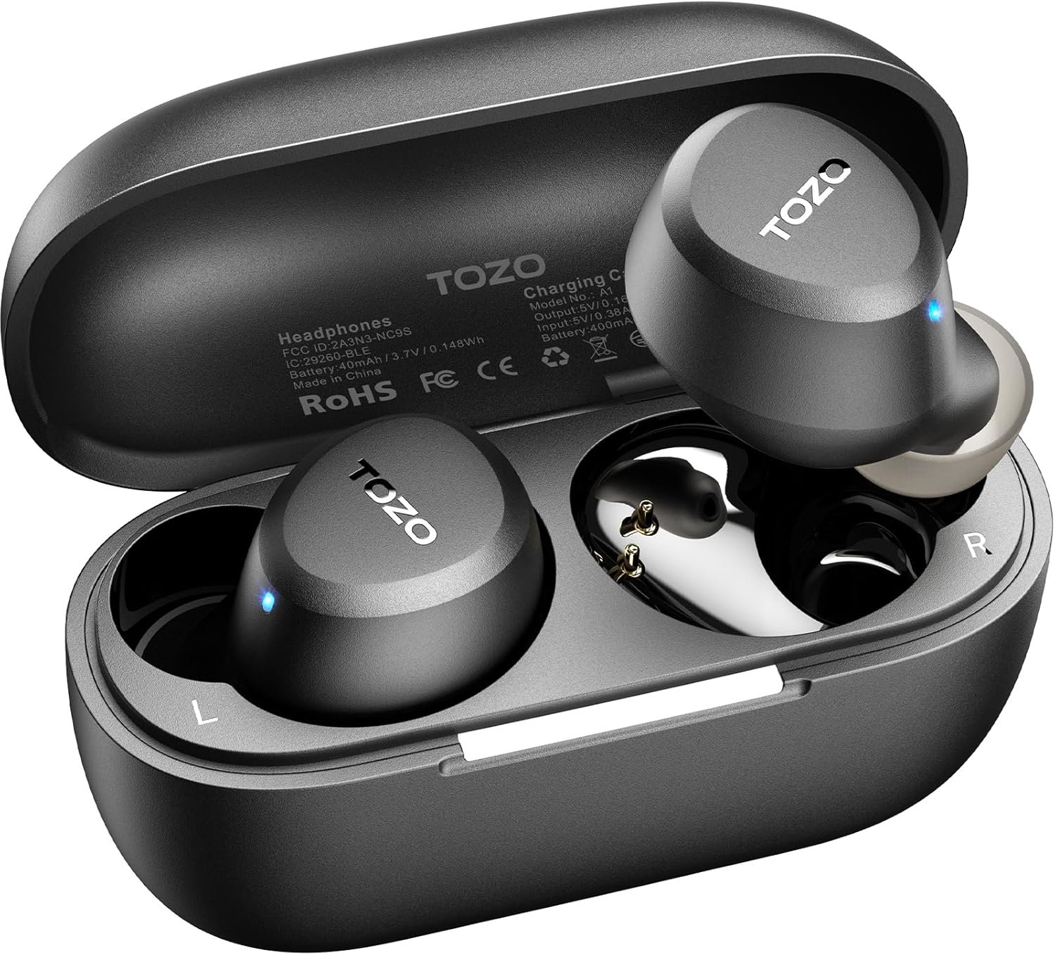 TOZO A1 Wireless Earbuds Bluetooth 5.3 Light Weight in Ear Headphones | IPX5 Waterproof, 2 Mics for AI Calls, Immersive Premium Sound Bass Ear buds with Charging Case, 32 Presets EQ via TOZO App