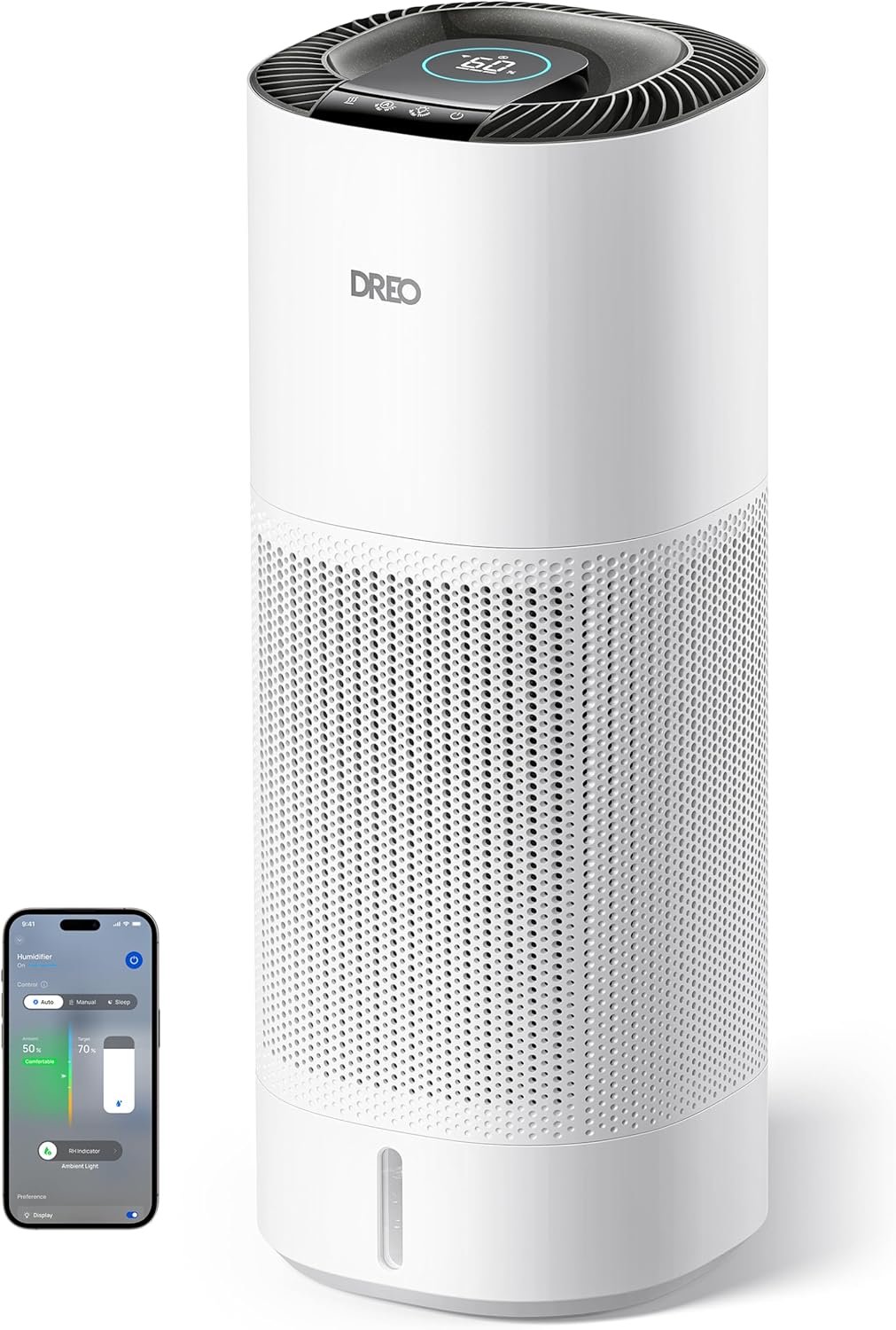 DREO Smart Evaporative Humidifier for Large Room up to 1000ft², 10L Tank | 800ml/h High Output Air Humidifiers for Bedroom, 50H Runtime with Precise Humidification for Plants, Home, Office, White