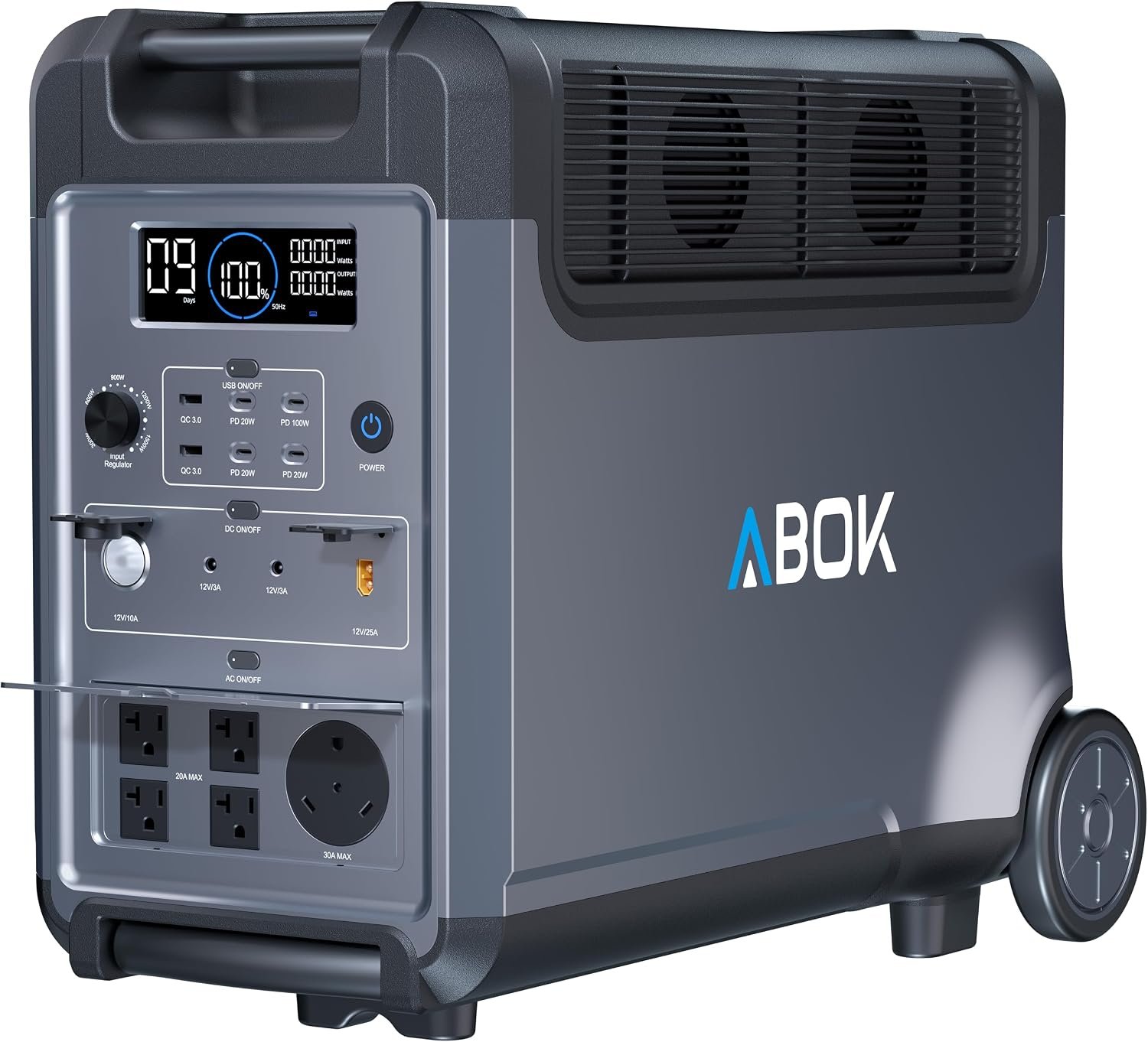 ABOK Ark3600 Portable Power Station 3600W,3840Wh LiFePO4 Battery | Expandable to 11520Wh, 3H Fast Charge, 15 Outlets,UPS 10ms, 3600W Solar Generator for Home Backup, Hurricane, Camping, RV