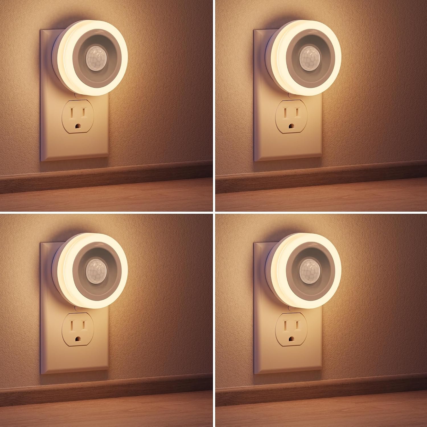Briignite Motion Sensor Night Light, [4 Pack] Night Lights Plug into Wall | Auto On/Off Motion Activation Nightlight, Energy-saving 0.6W LED, Warm White, Ideal for Kids, Bedroom, Bathroom