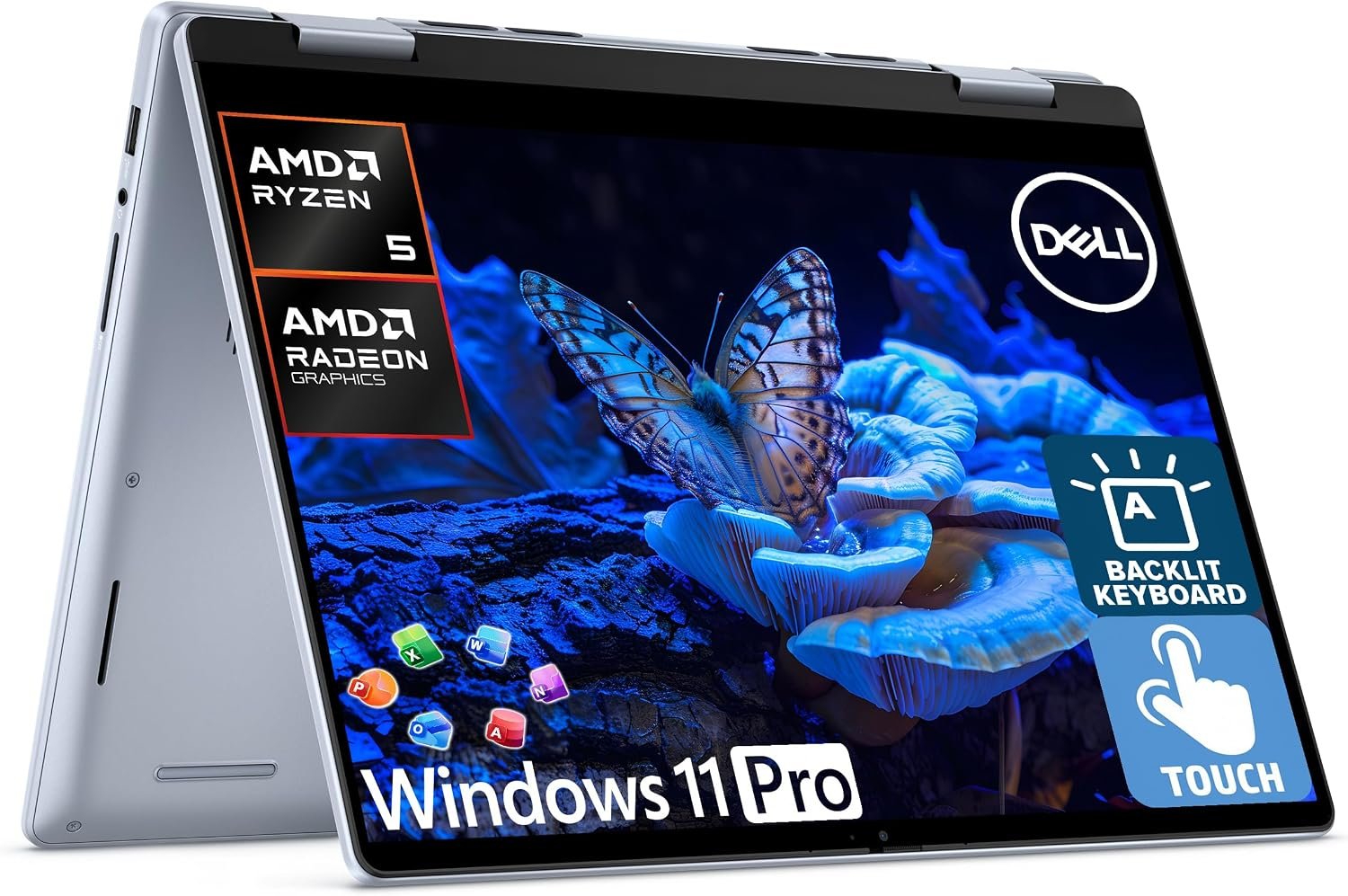 Dell Inspiron 14 2-in-1 Laptop for 2026 Business, Lifetime Office, Al Copilot, 14” FHD+ Touchscreen, AMD Ryzen 5, 16GB RAM, 1TB Storage (512GB SSD+500GB Ext), FP, Backlit KB, MarxsolAddon, Win 11 Pro