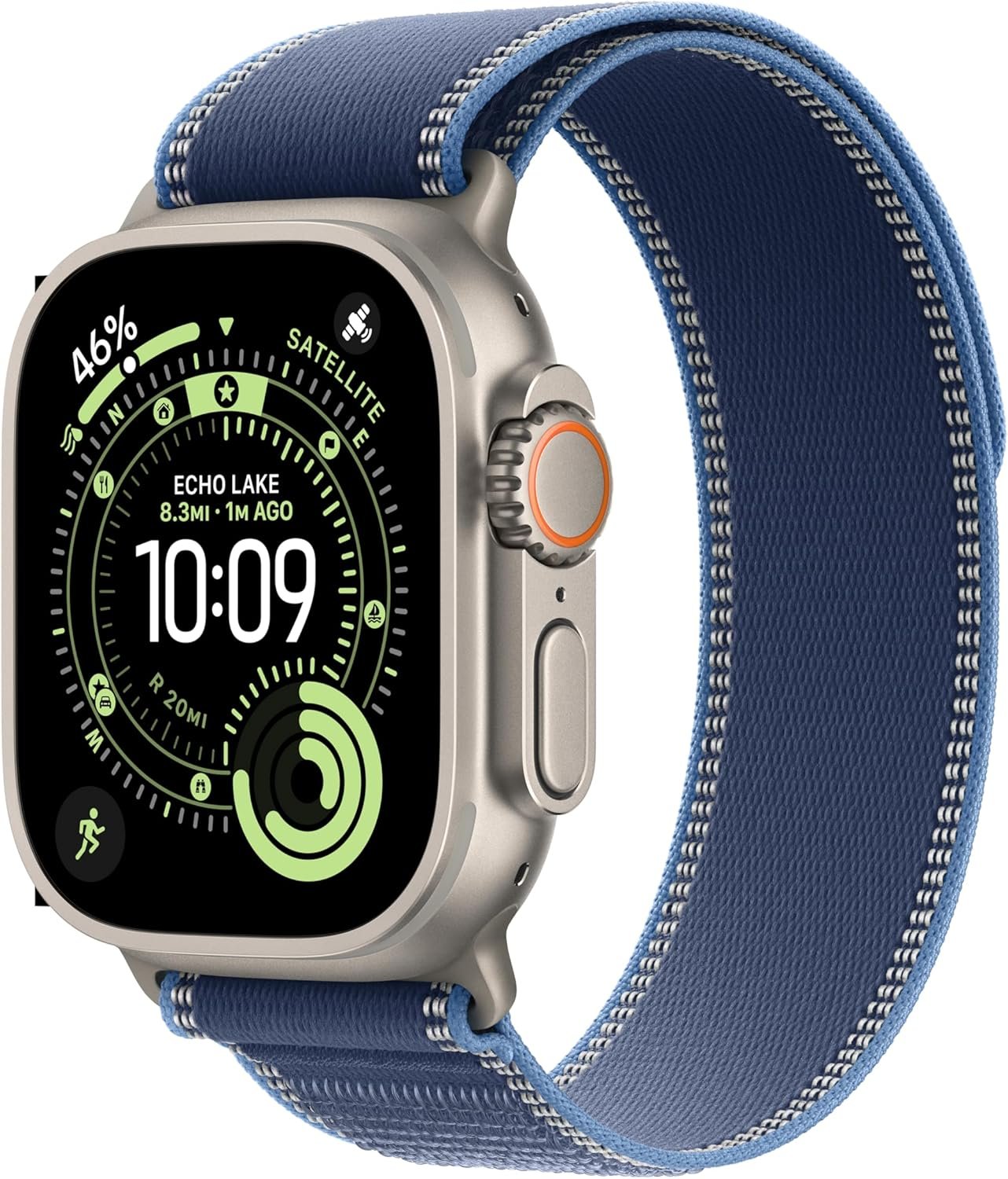 Apple Watch Ultra 3 [GPS + Cellular 49mm] Running & Multisport Smartwatch w/Rugged Titanium Case w/Blue/Bright Blue Trail Loop – M/L. Satellite Communications, Advanced Health & Fitness Tracking