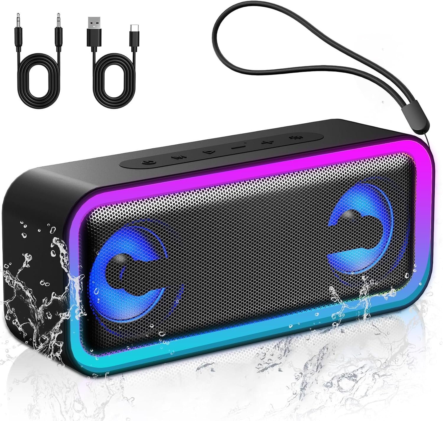 IKT Portable Bluetooth Speaker, 20W HD Sound, IPX7 Waterproof, Wireless, Big Sound and Deep Bass, TWS Pairing, 30Hrs of Playtime, for Home/Party/Outdoor/Beach, Birthday Gifts for Men Women – Black