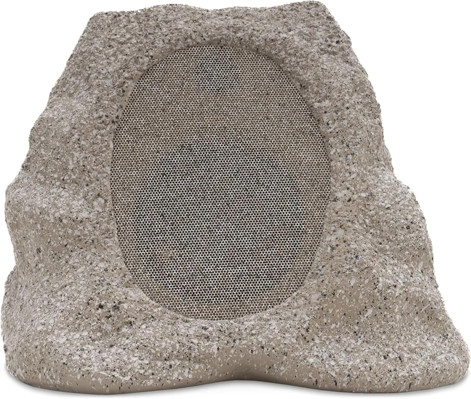 Victrola Rock Speaker Connect – Outdoor Bluetooth Solar Speaker – Stone | Rock-shaped outdoor speaker, Bluetooth 5.3, solar and USB-C charge, 22-hr battery, link up to 20, IP65