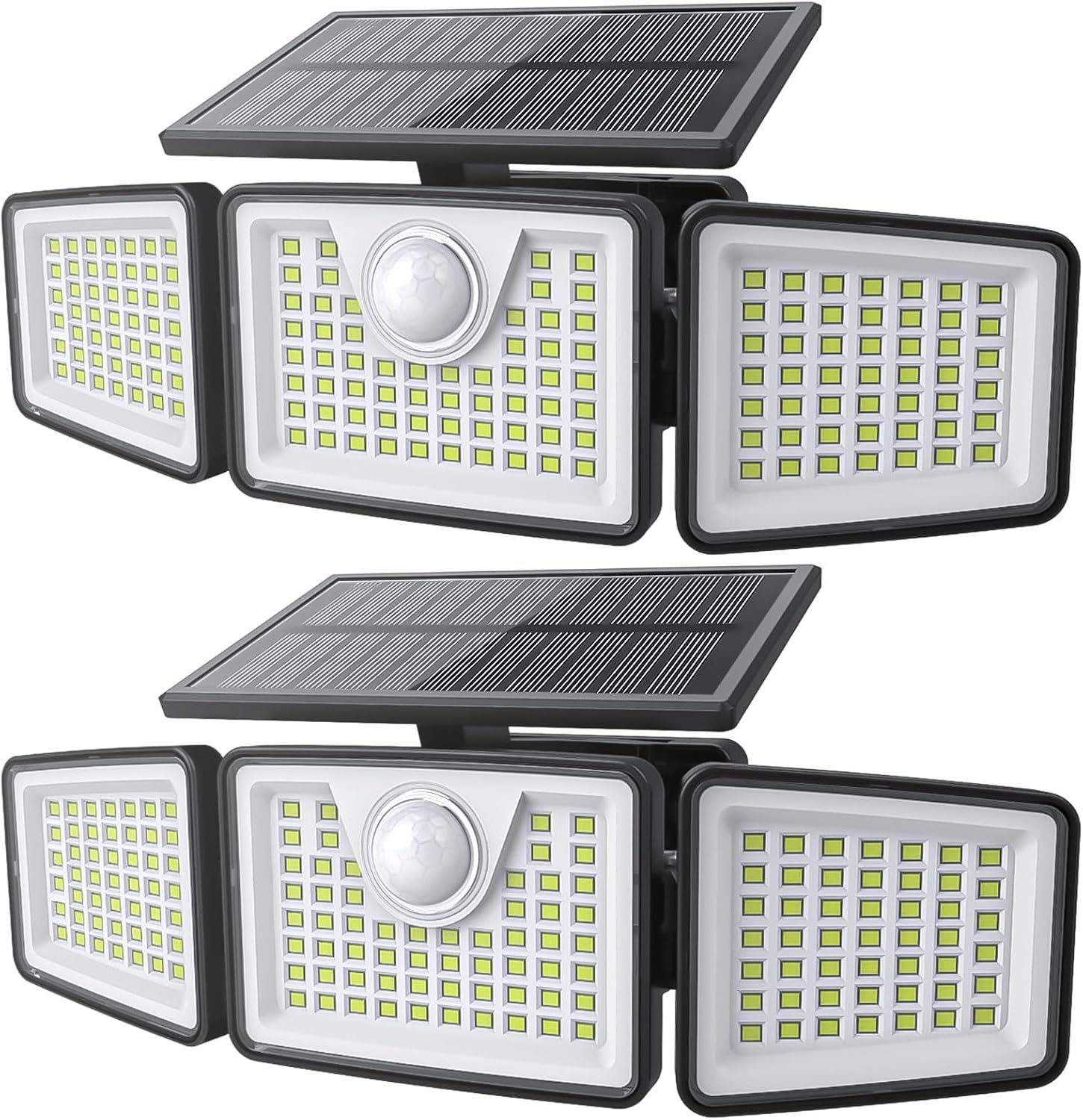 daphino 2500LM Solar Lights Outdoor with Motion Sensor,3 Head 270° Wide Angle Street Area Lights, IP65 Waterproof Security Lighting with 3 Modes(Non-Remote,2 Pcs) | 270° Wide-Angle Street & Area Coverage, IP65 Waterproof Security Lighting, 3 Lighting Modes, Non-Remote