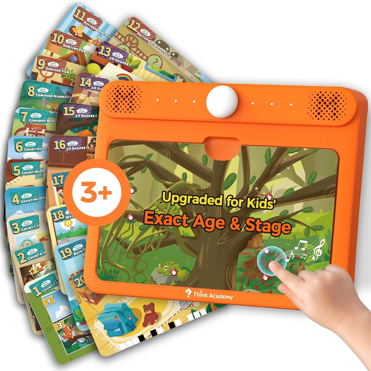 Think Academy Learning Pad for 3+, Age-Optimized Screen-Free Educational Learning Tablet, Learn to Read Phonics Flash Cards with Alphabet, Words, Numbers, Music, Preschool Learning Activities for Kids