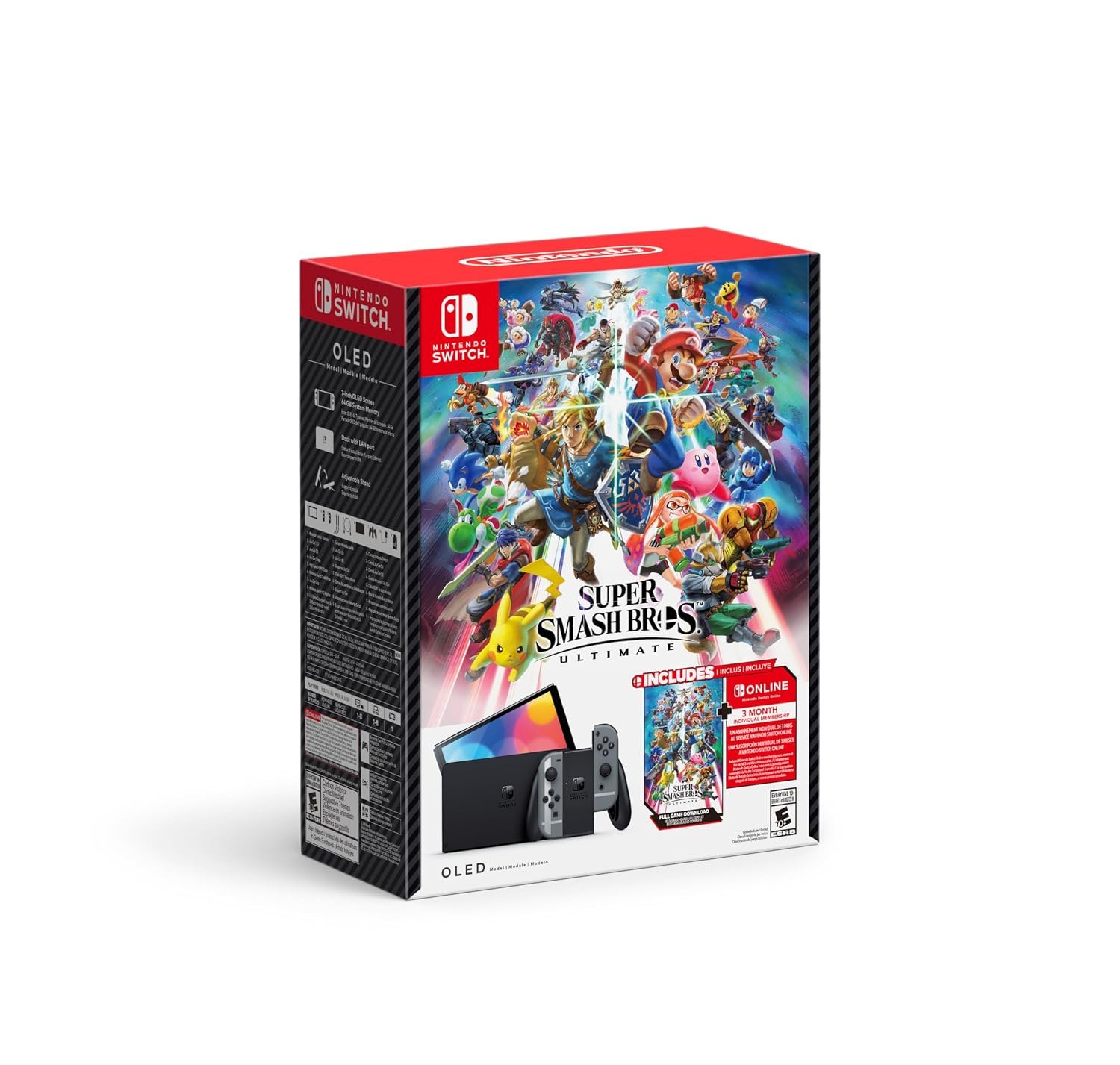 Nintendo Switch™ – OLED Model: Super Smash Bros.™ Ultimate Bundle (Full Game Download + 3 Mo. Nintendo Switch Online Membership Included)