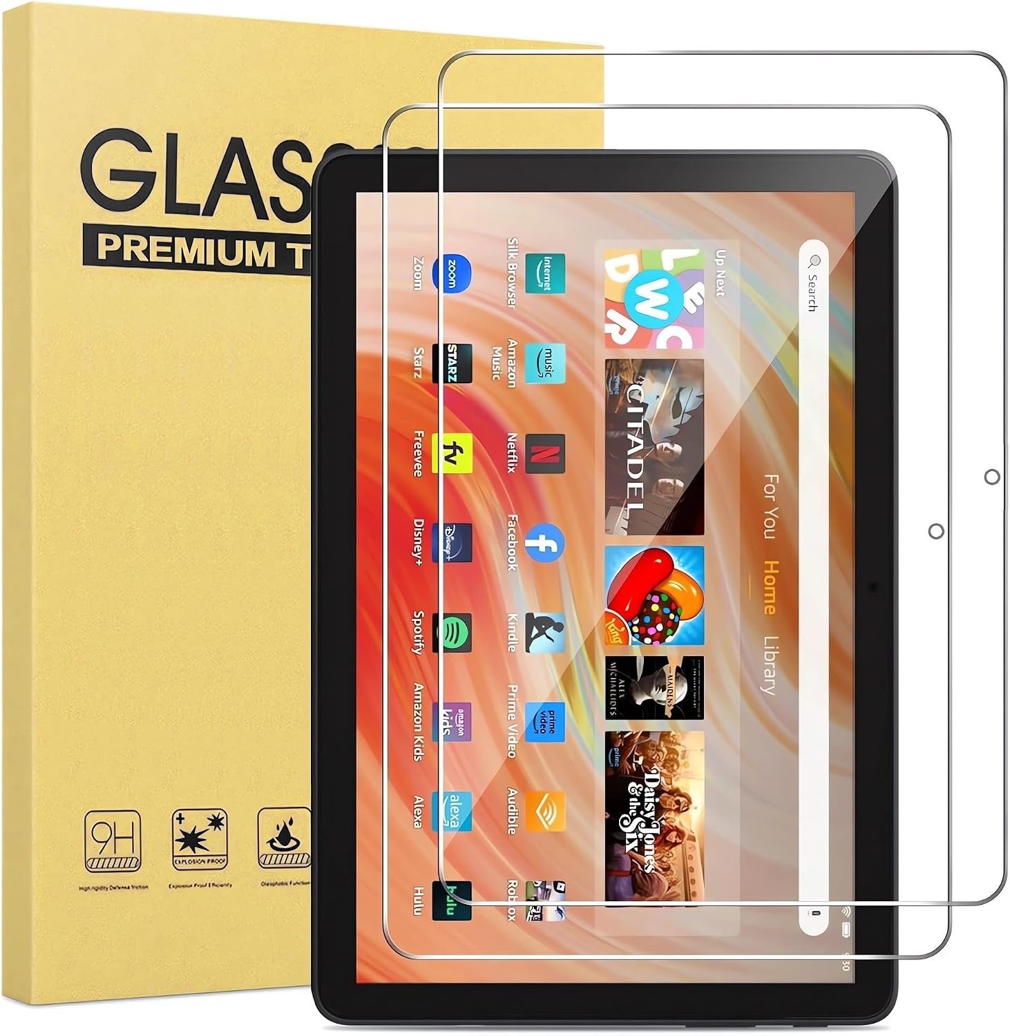 [ 2 Pack] Tempered Glass Screen Protector for Kindle Fire HD 10 / hd 10 plus Tablet 2023 2021 Release 13th 11th Generation (Clear, 10 Inch Fire 10 2023/2021)