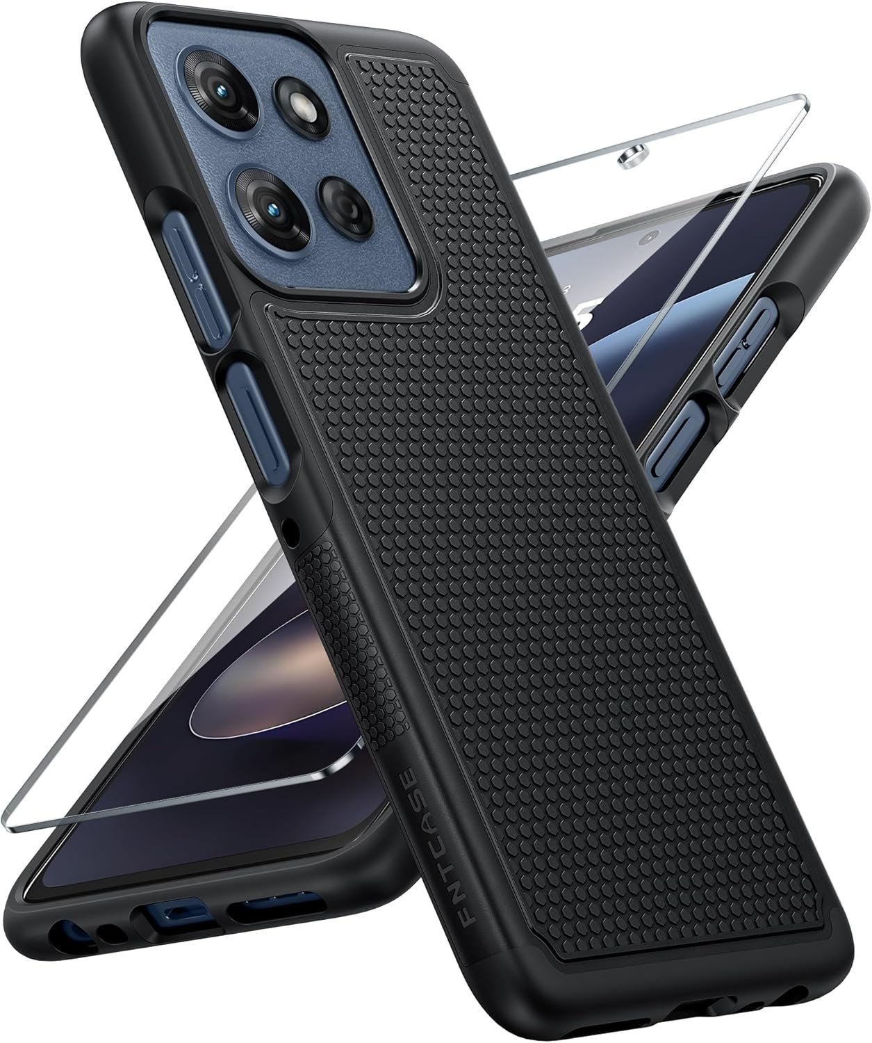 FNTCASE for Moto G 2026/2025 Phone Case: Dual Layer Non Slip Shockproof | Moto G Play 2026/G Power 2025 Case With Screen Protector, Military Drop Protection, Matte Protective Daily Phone Cover, Black