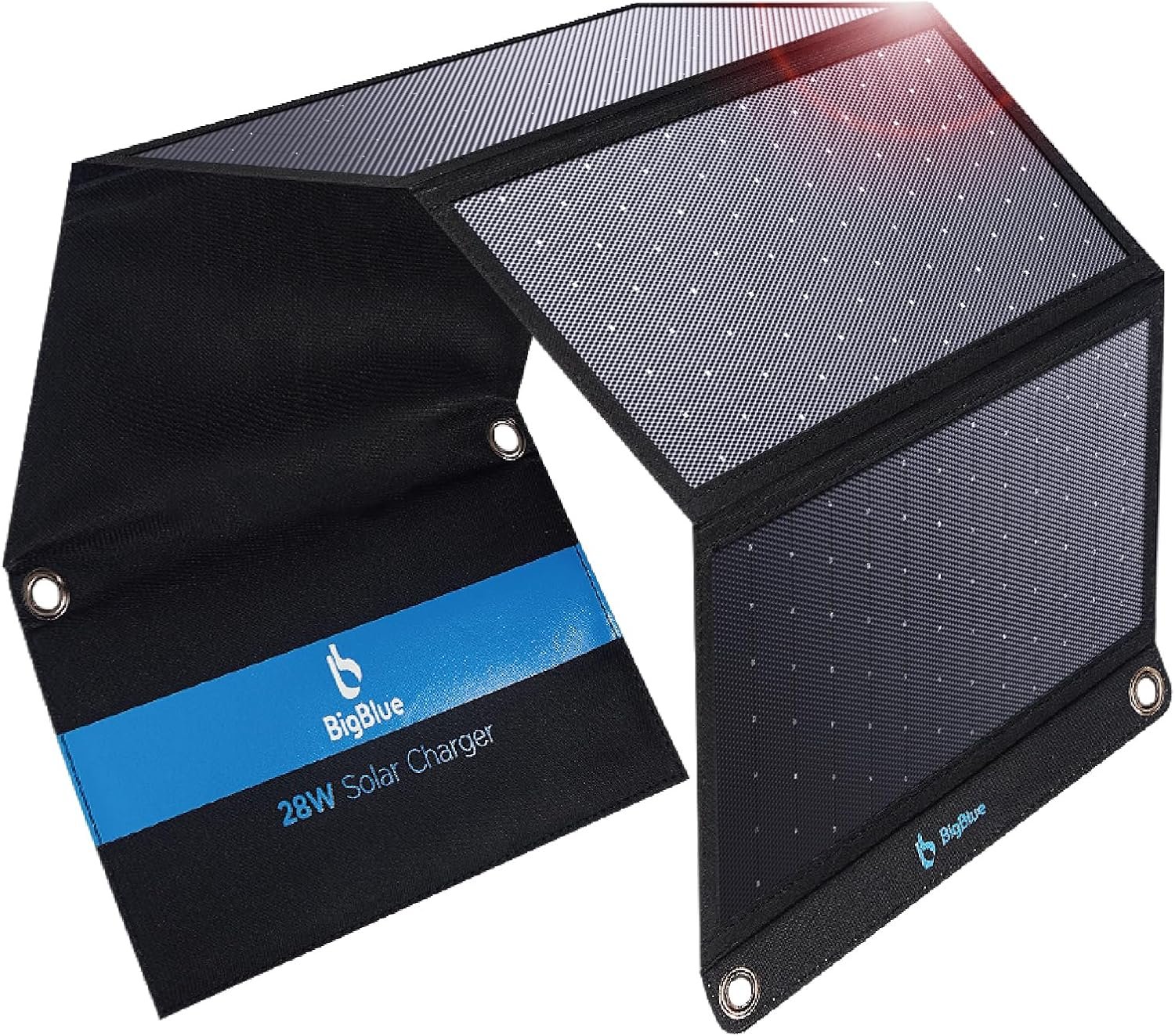 BigBlue 28W Solar Panel Charger with Dual USB-C and USB-A, Portable Solar Phone Charger for Camping, Hiking, Backpacking, Emergency Solar Charger for iPhone, iPad, Samsung Galaxy, Power Bank, GPS etc | Solar Phone Charger for Camping, Backpacking, Folding Solar Panels for iPhone, iPad, Samsung Galaxy, Power Bank, GPS etc