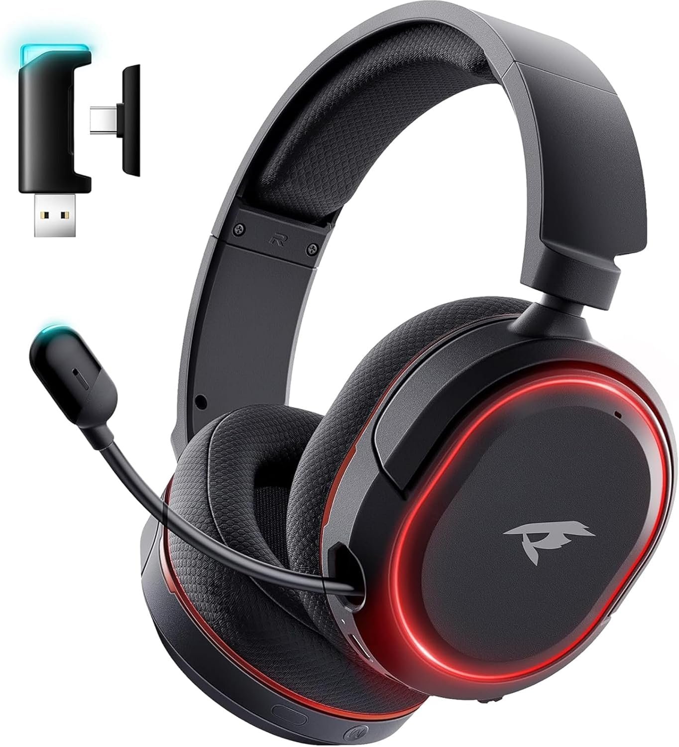 Wireless Gaming Headset for PC PS5 PS4 Mac Switch 7.1 Surround Sound 100-Hr | 2.4Ghz USB Gaming Headphones, Bluetooth 5.4 & Type-C, Noise Canceling Mic, RGB Light, Ideal for FPS, RPG Gamers, Not for Xbox