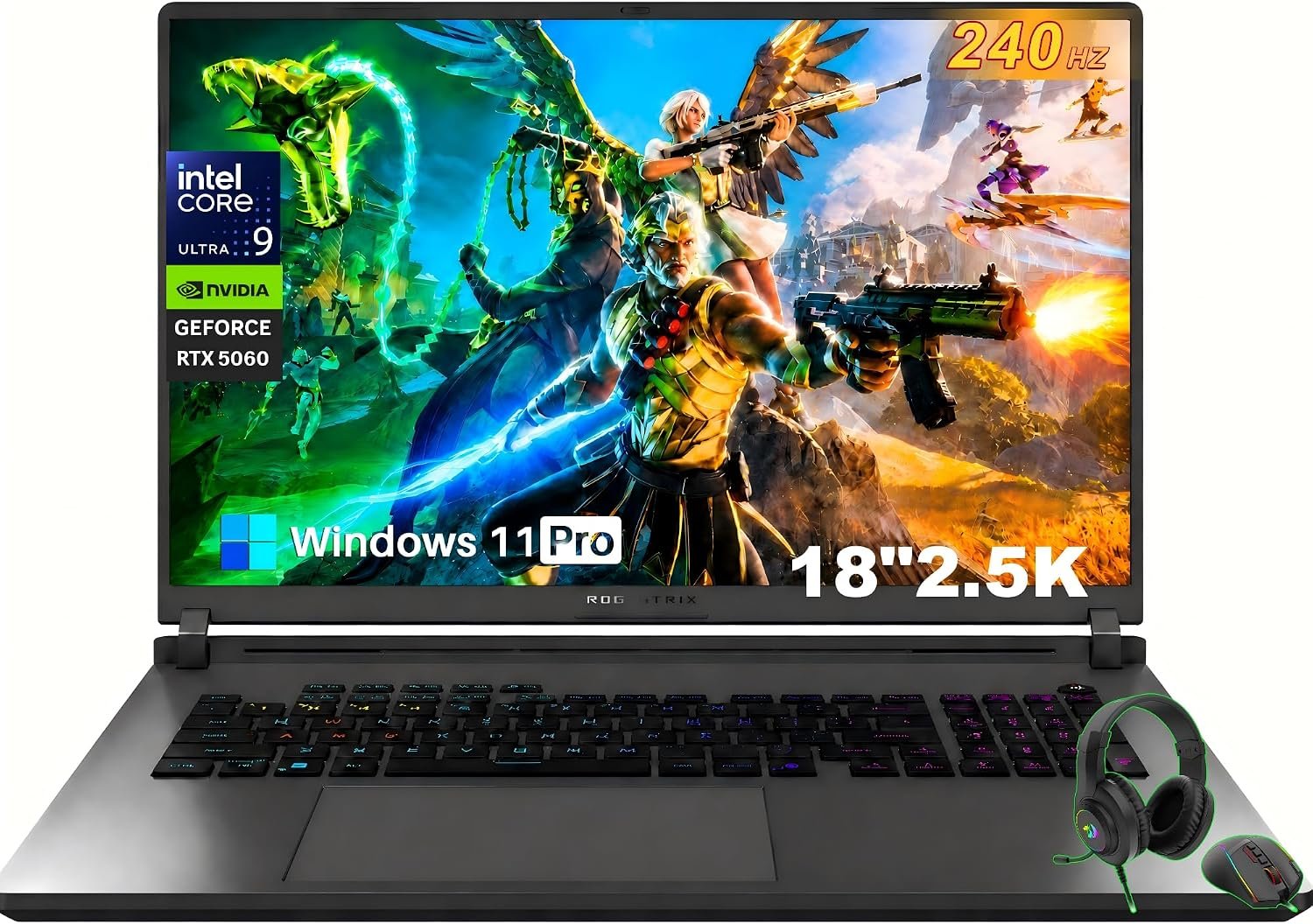 ASUS ROG Strix G18 18-Inch Gaming Laptop, Intel 24-Core Ultra 9 275HX (Up to 5.4GHz), RTX 5060 Laptop GPU, 32 GB DDR5 5600MHz, 1 TB SSD, 18″ 2.5K WQXGA 240Hz Nebula Display, Wi-Fi 7, Windows 11 Pro