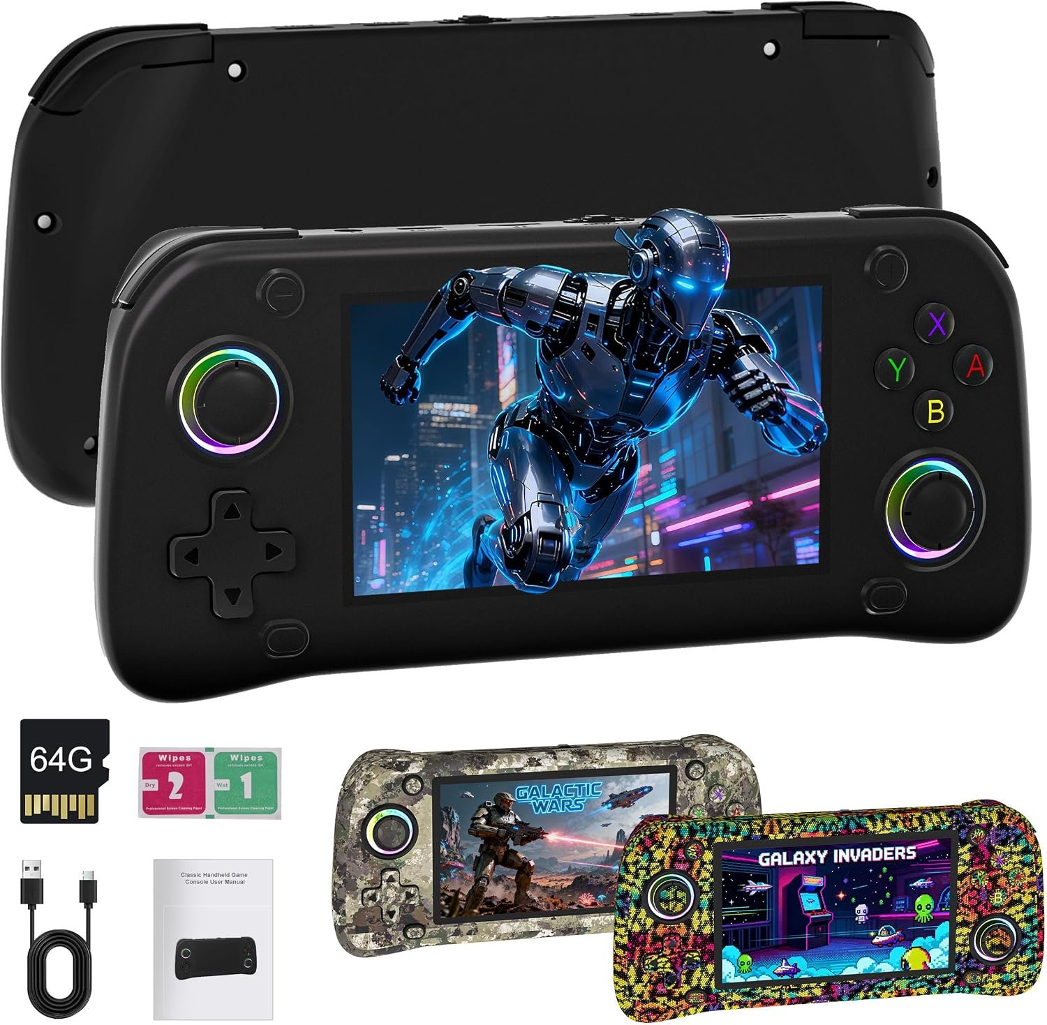G28 Retro Handheld Game Console – 20,000+ Preloaded Retro Games, 4.3″ IPS Screen, 64GB Expandable, Plug and Play Portable Retro Gaming Console with OTG, 2000mAh Battery (Black)