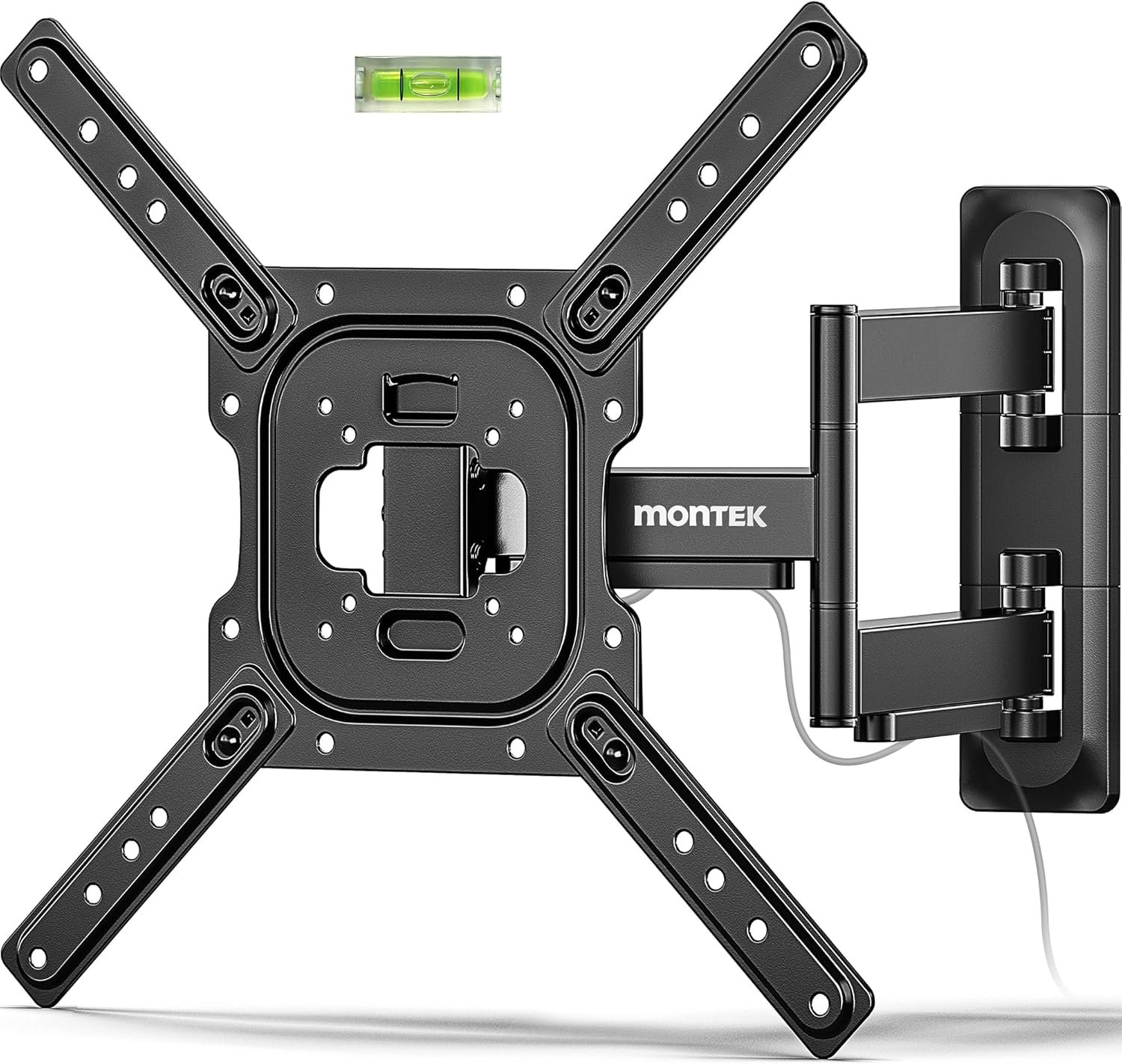 monTEK Full Motion TV Wall Mount Bracket for 23-65 Inch TVs up to 77 lb | Single-stud articulating arm extends 17 in; corner mount, swivel, tilt, retracts to 2.08 in, 4X load tested, VESA 400×400 mm