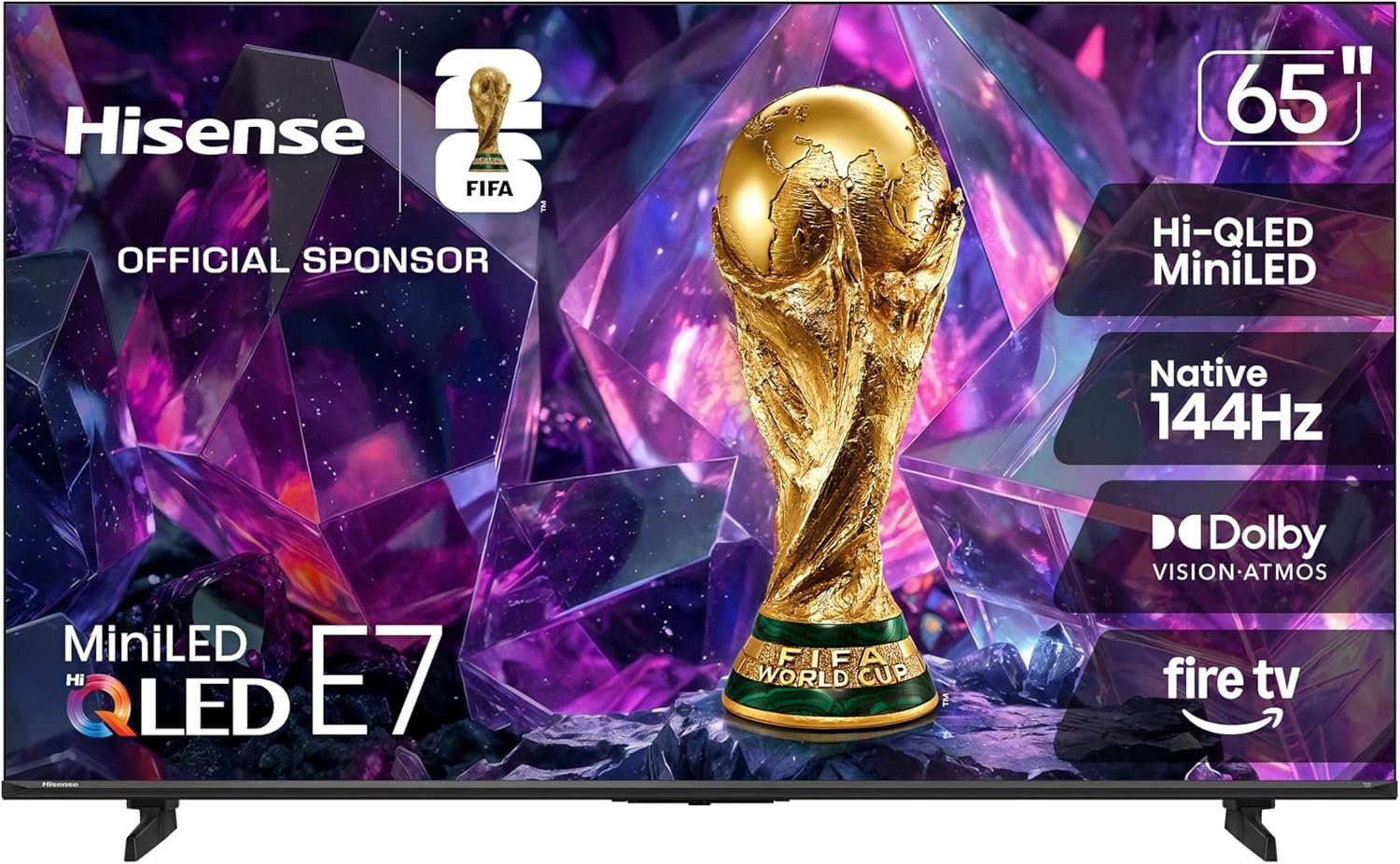 Hisense 65″ E7 Cinema Series Hi-QLED Mini-LED 4K UHD Smart Fire TV (65E7SF, 2026 NEW) – Native 144Hz, AI Picture, Dolby Vision IQ · Atmos, FALD, HDR10+ Adaptive, MEMC, Alexa+