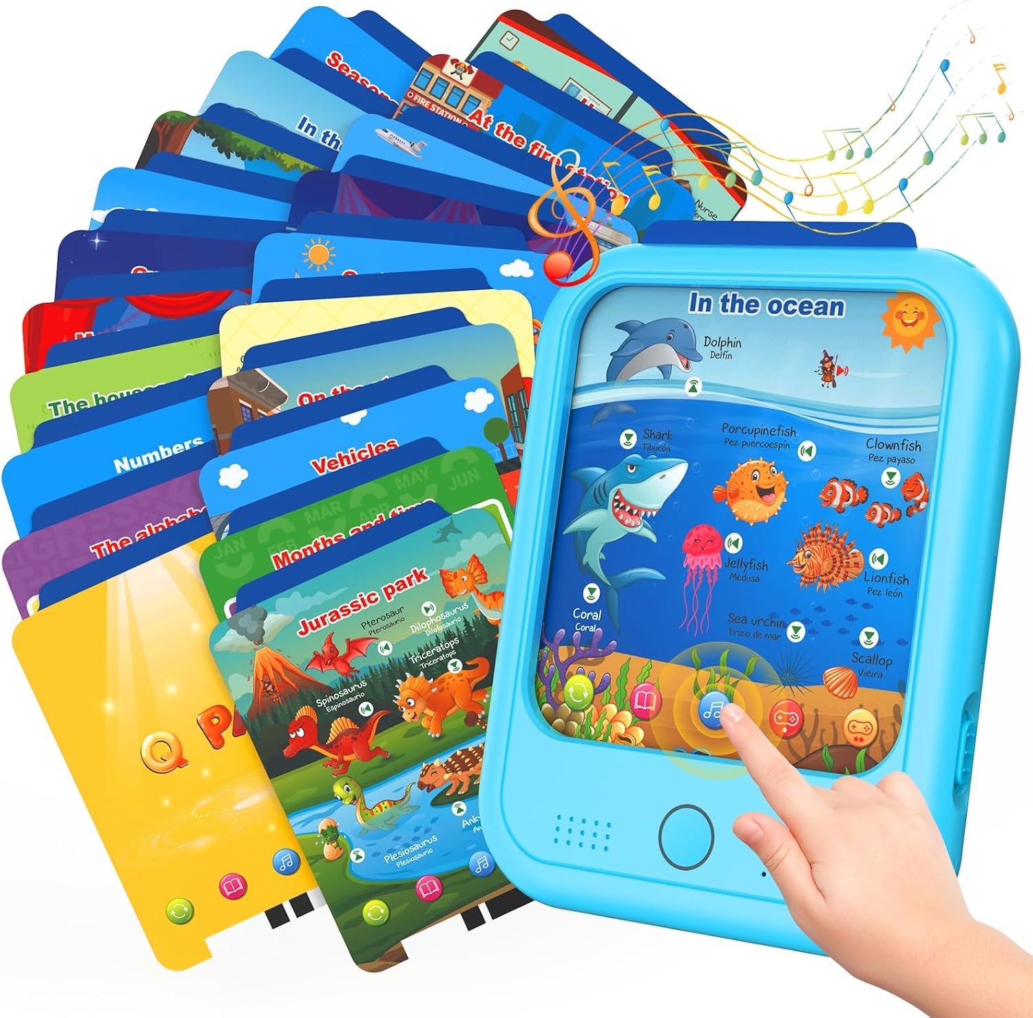 Qiaojoy Kids Learning Tablet -Educational Tablet Toy to Interactive LearnColors, Alphabets,Number,Foods,Animals,Weather,Screen-Free Learning Toys for Toddlers 2-6 Years Old,Gifts for Boys Girl