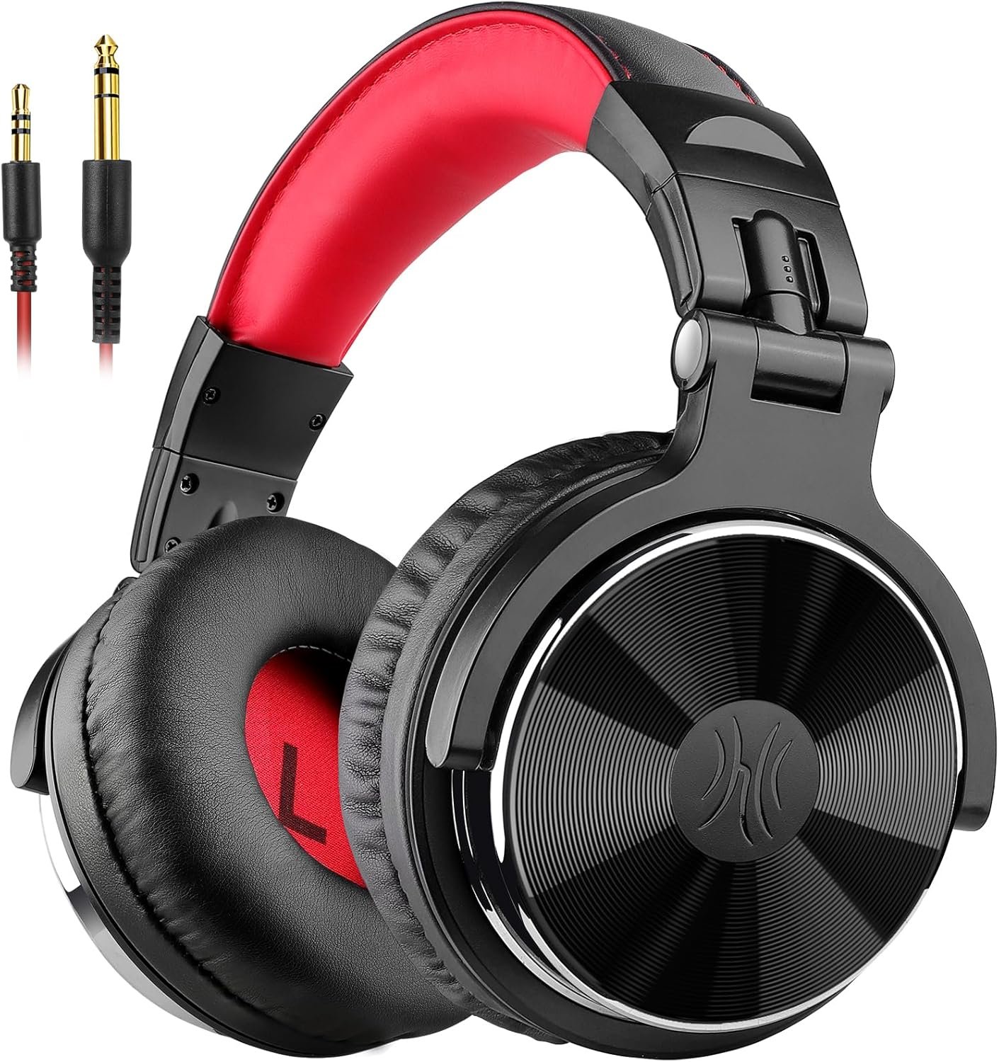 OneOdio Wired Over Ear Headphones Studio Monitor & Mixing DJ Stereo Headsets with 50mm Neodymium Drivers and 1/4 to 3.5mm Jack for AMP Computer Recording Podcast Keyboard Guitar Laptop – Red