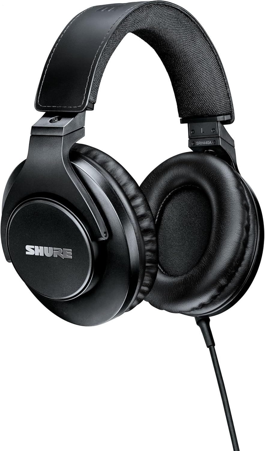 Shure SRH440A Over-Ear Wired Studio Headphones – Professional Monitoring & Recording Earphones with Accurate Frequency Response, Adjustable Collapsible Design, Black | 40mm Neodymium Drivers, 10-22 Khz Response, Detachable 3 M Cable, 3.5mm Plus 1/4 Adapter, 268 G