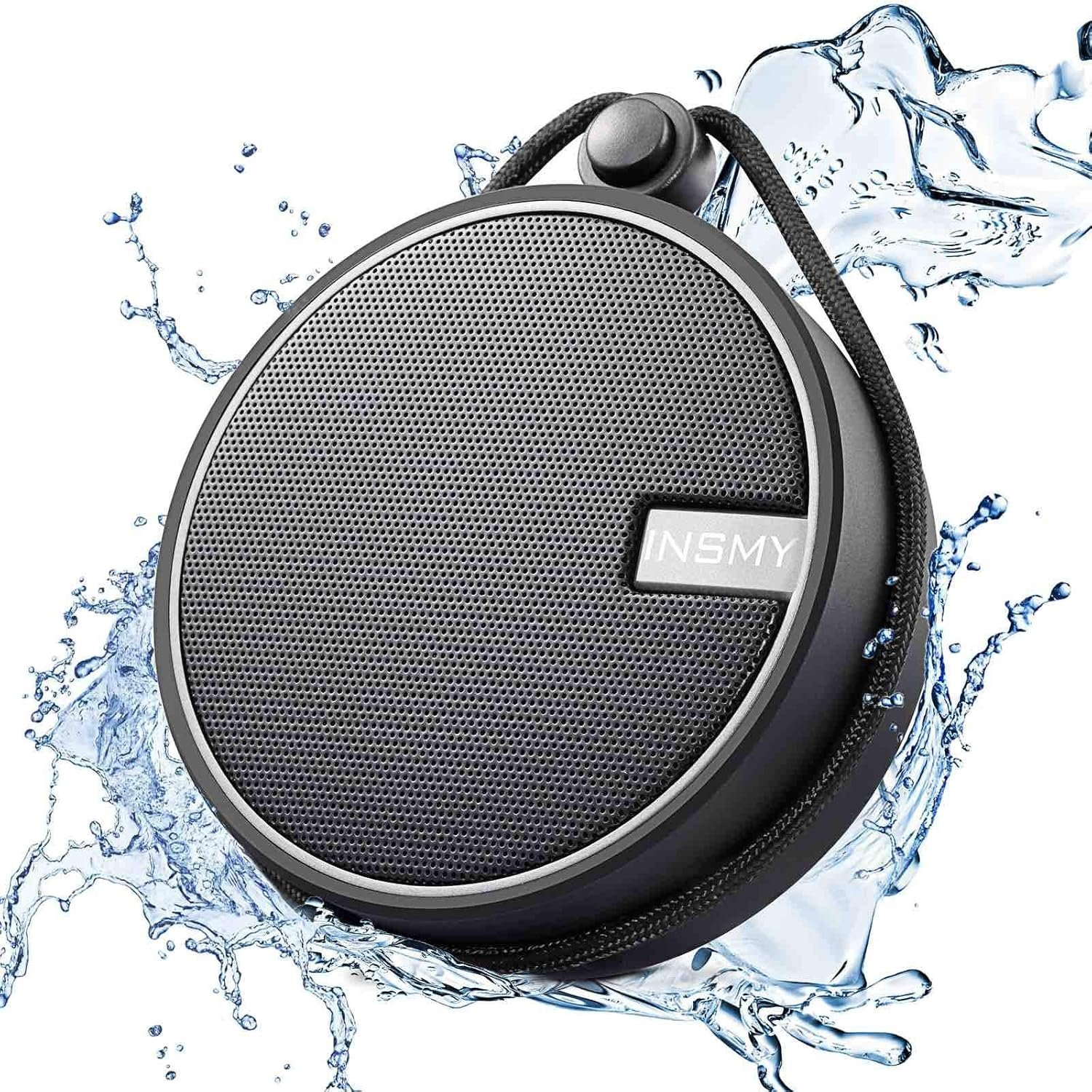 INSMY C12 IP67 Waterproof Shower Bluetooth Speakers Portable Small Speaker | Speakers Bluetooth Wireless,Loud Clear Sound,Support TF Card,Suction Cup,for Outdoor Kayak Canoe Beach Gift (Black)