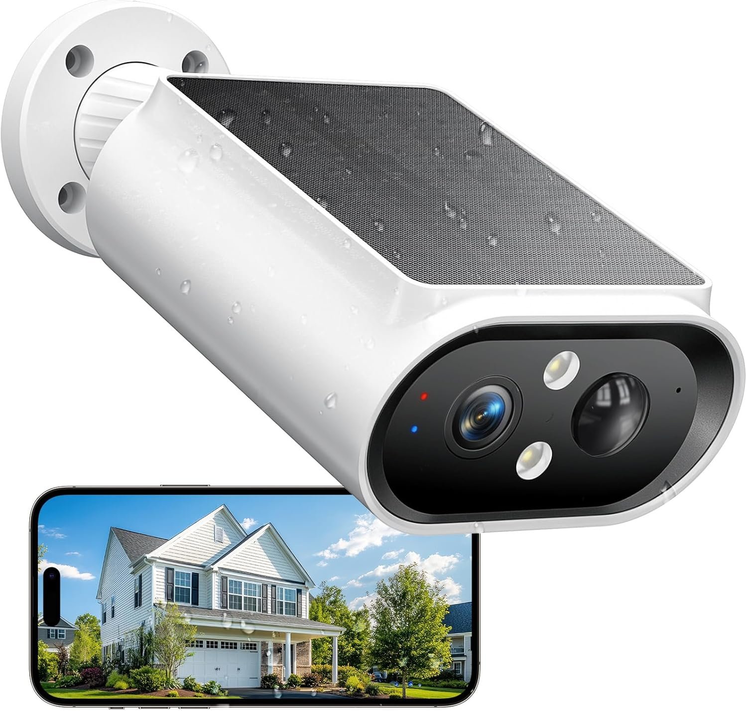 AlkiVision Solar Security Cameras Wireless Outdoor – 2K Night Color Vision Cameras for Home Security, AI Motion Detection, 360° View, Spotlight, 2-Way Audio, Siren, IP67 Waterproof, SD/Cloud Storage